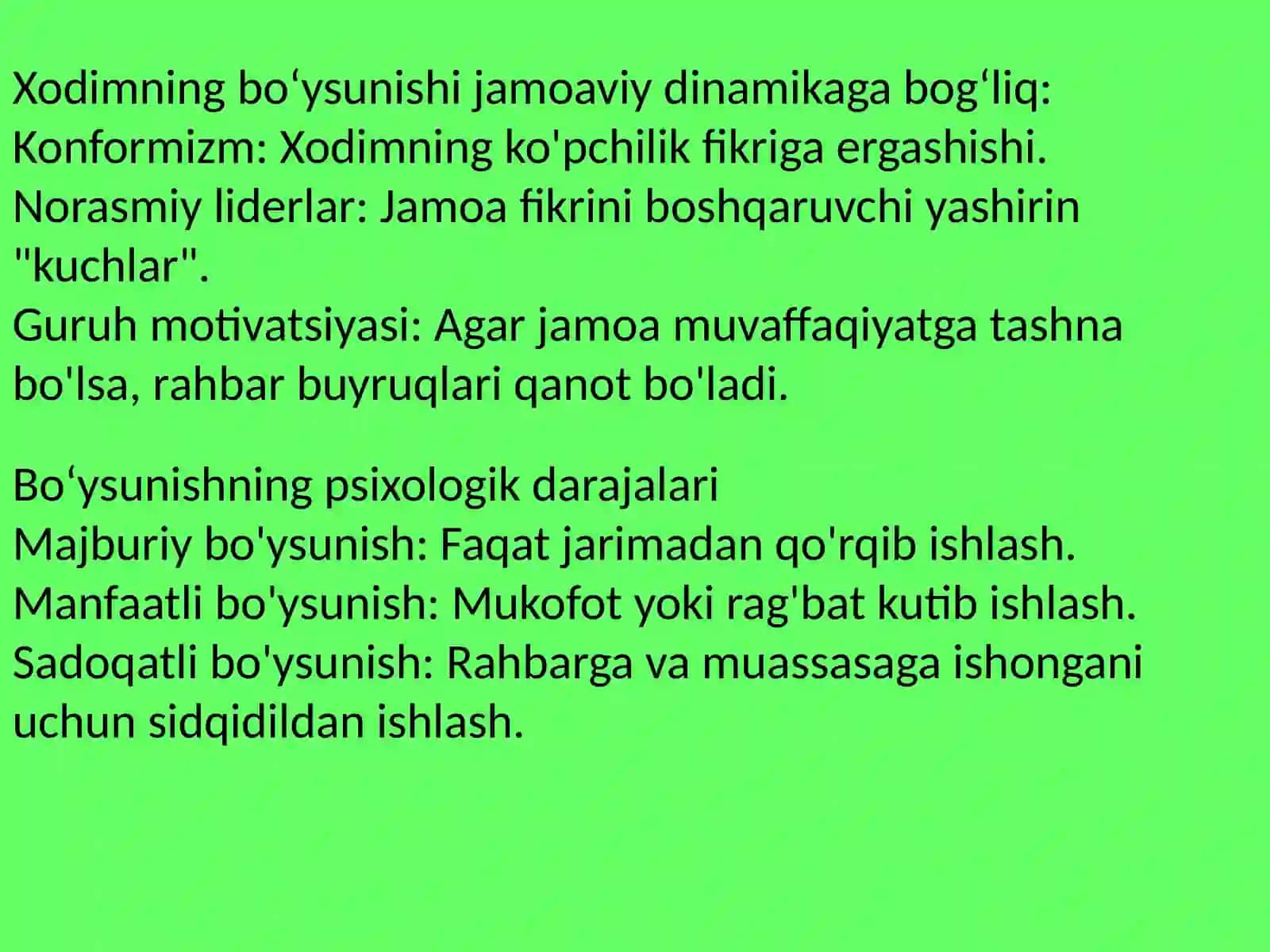 Rahbarga bòysunishda jamoa ta'siri 4