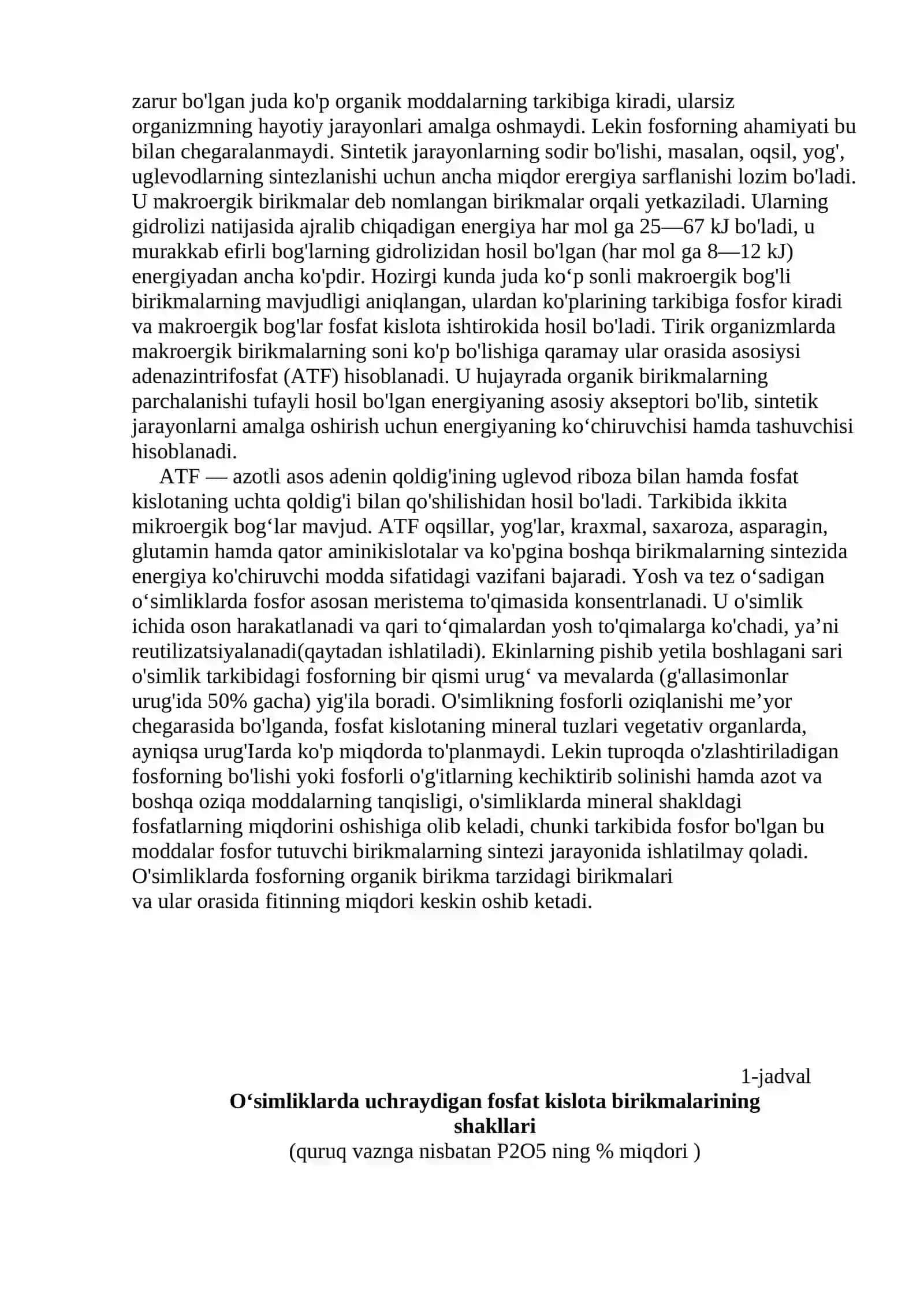 Fosforning o’simliklar hayotidagi ahamiyati 4