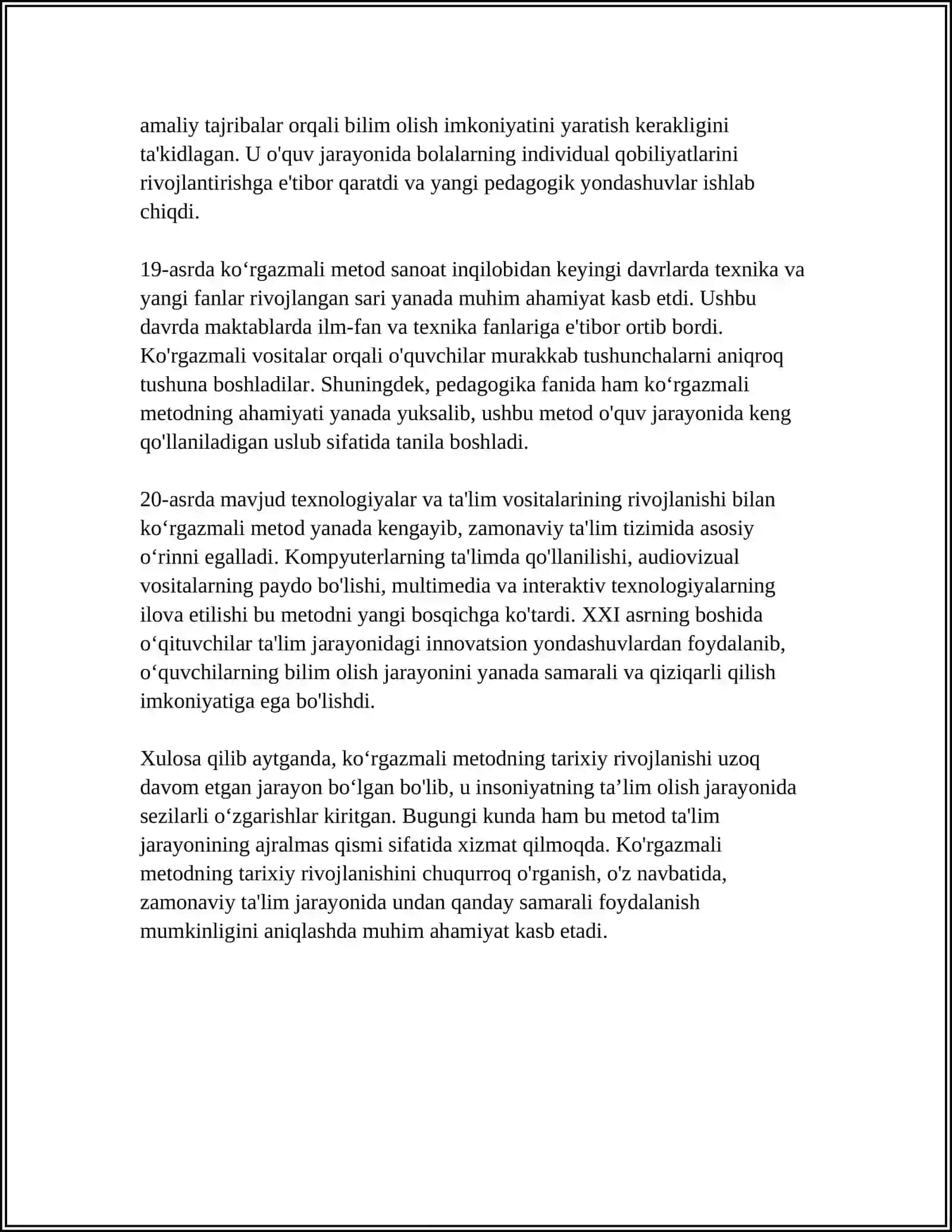 TEXNOLOGIYA DARSLARIDA KO'RGAZMALILIK METODI 4