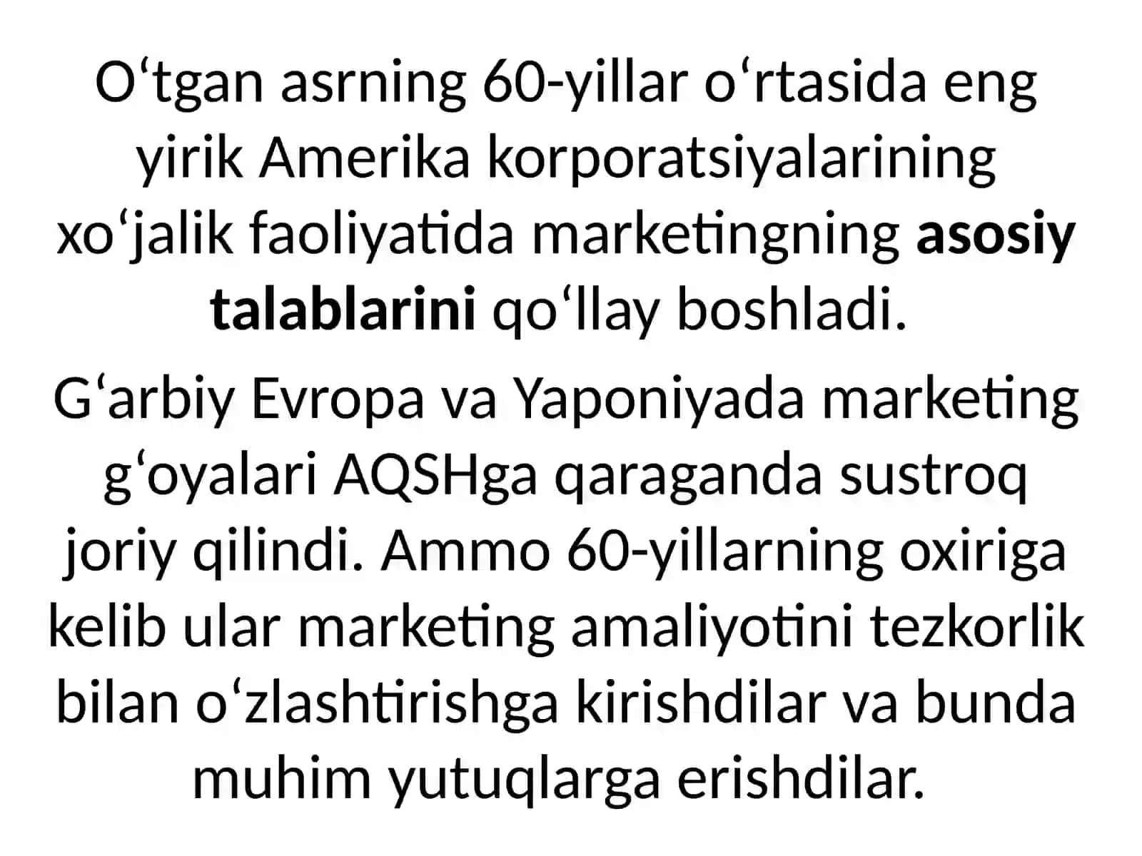 Marketingni rivojlanish evolyusiyasi va konsepsiyasi 4