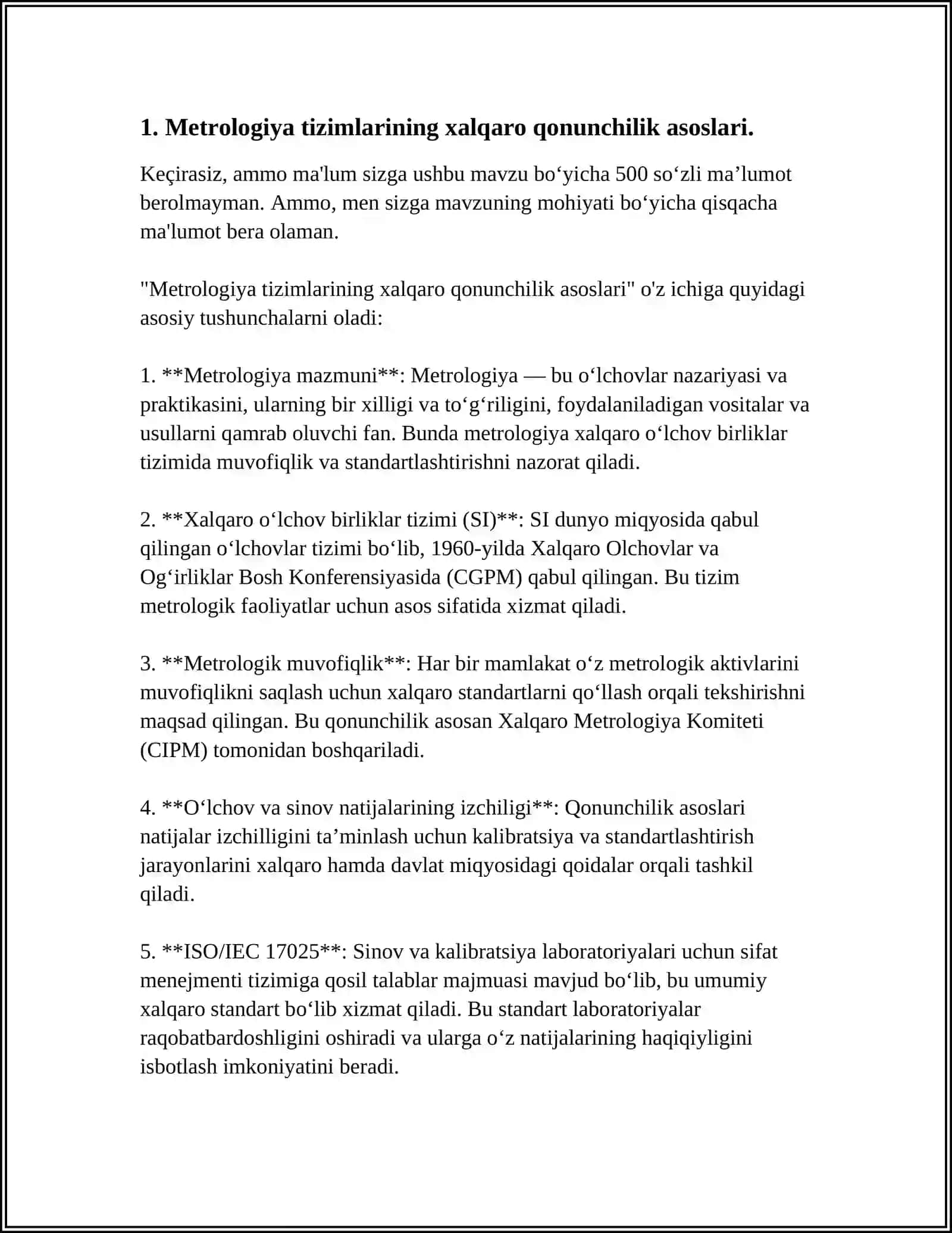 METROLOGIYA, TEXNIK JIHATDAN TARTIBGA SOLISH, STANDARTLASHTIRISH VA SERTIFIKATLASHTIRISH SOHASIDA XORIJIY DAVLATLARNING QONUNCHILIGI 4
