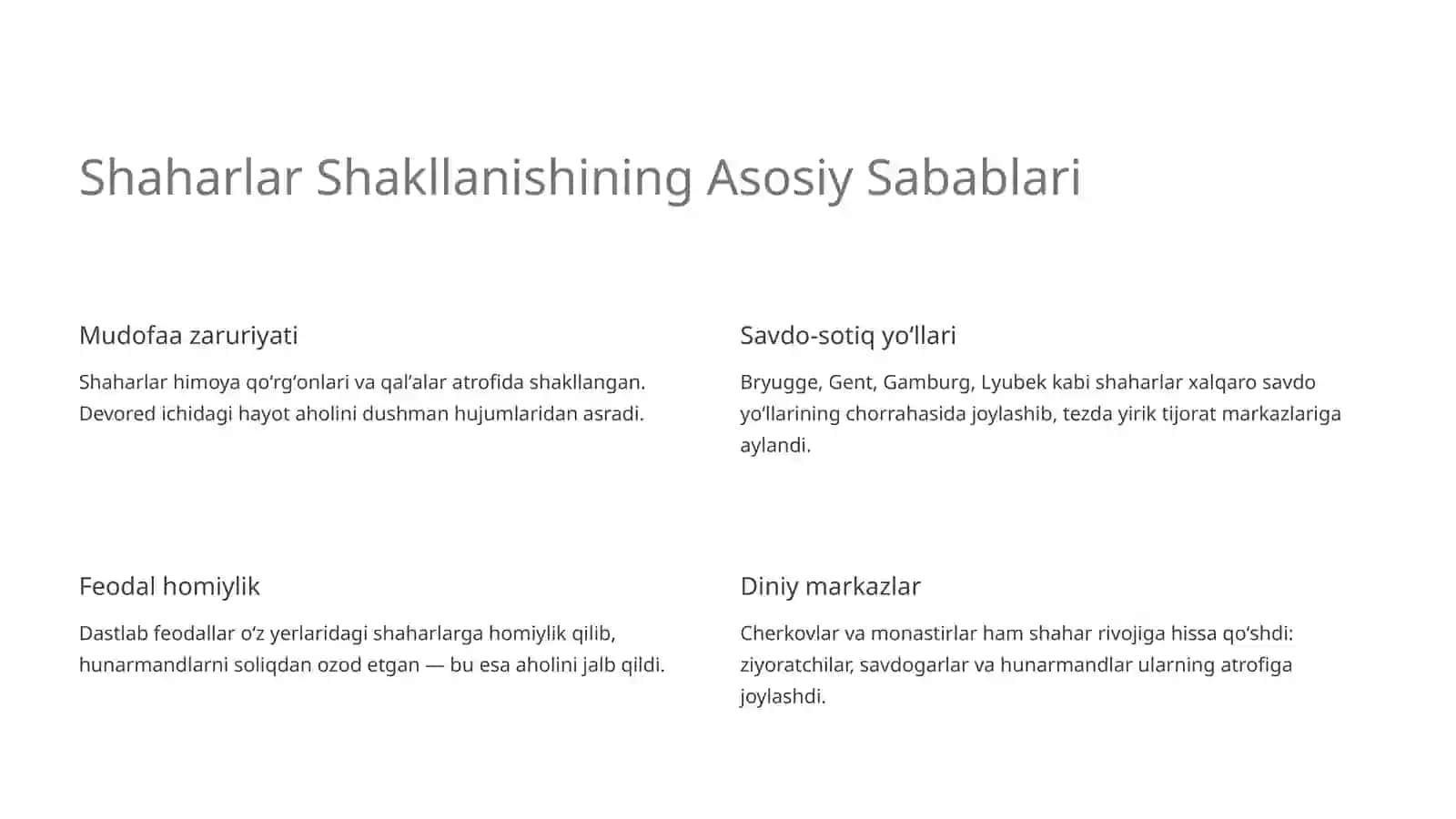 Yevropada Oʻrta Asr Shaharlarining Oʻziga Xosligi 4
