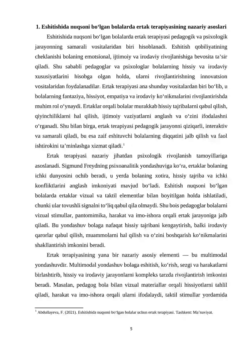 Eshitishida nuqsoni bo‘lgan bolalarda ertak terapiya vositalaridan foydalanish 4