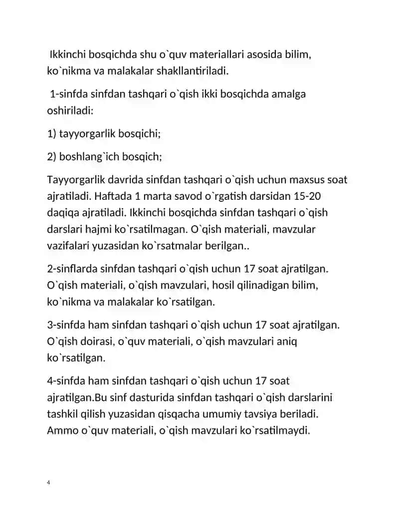 Boshlangʻich taʼlim davlat standarti mazmuni 4