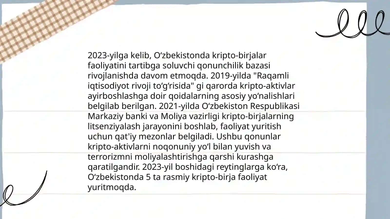 Oʻzbekistonda raqamli moliyani rivojlantirish va kripta-birjalar faoliyatining tashkil etilishi 4