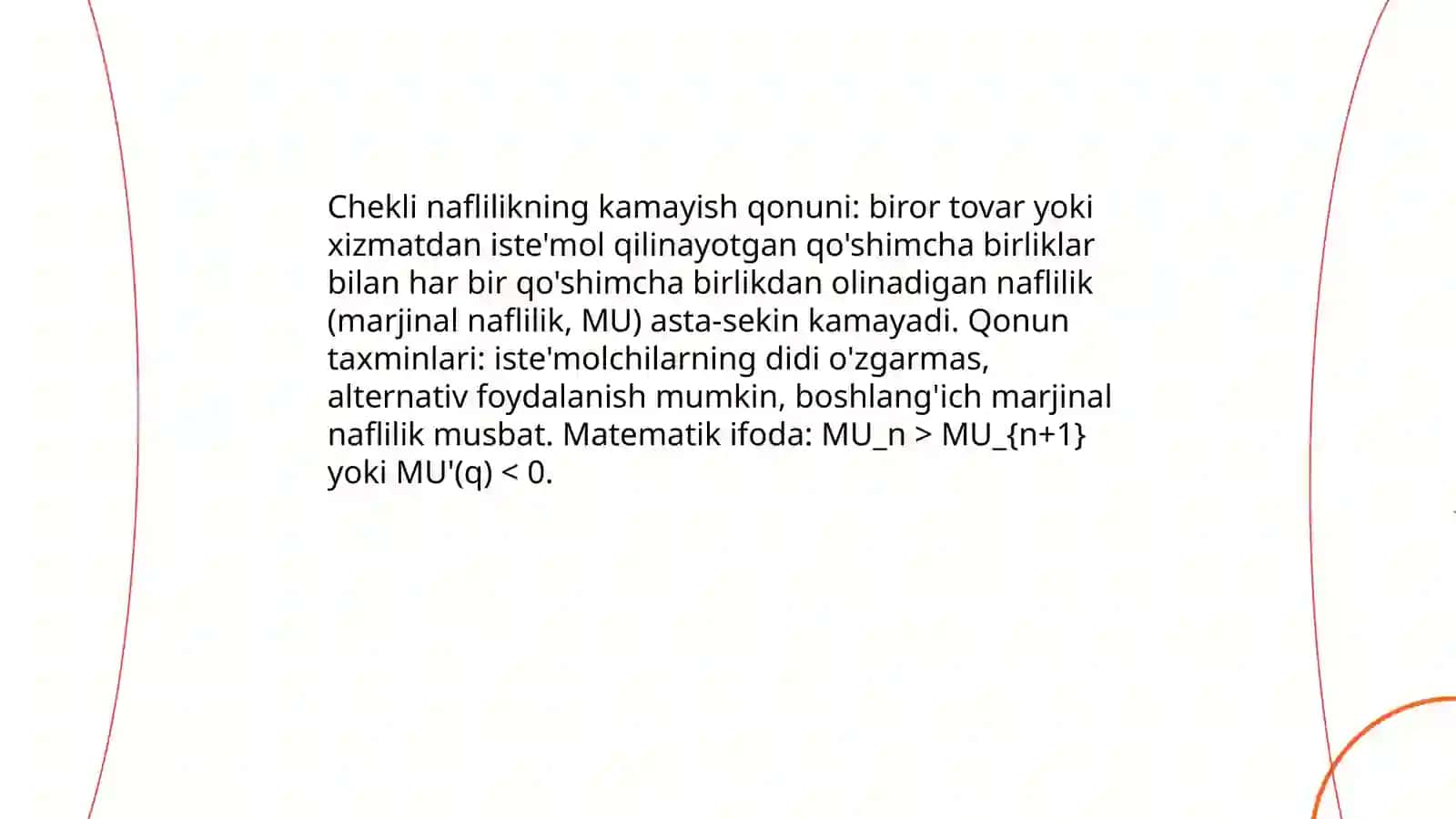 Chekli naflilikning kamayish qonuni va naflilikni o‘lchashning asosiy yondashuvlari 4