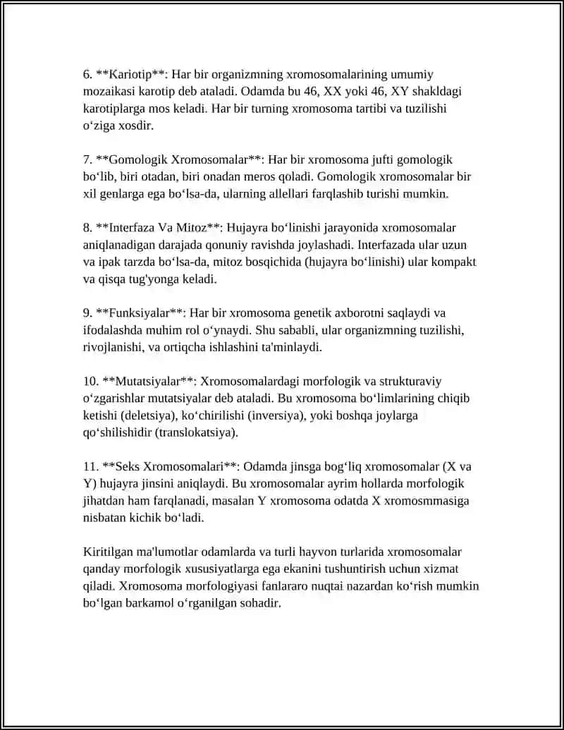 ODAM VA HAYVON XROMOSOMALARINING MORFOFUNKSIONAL XARAKTERISTIKASI 4