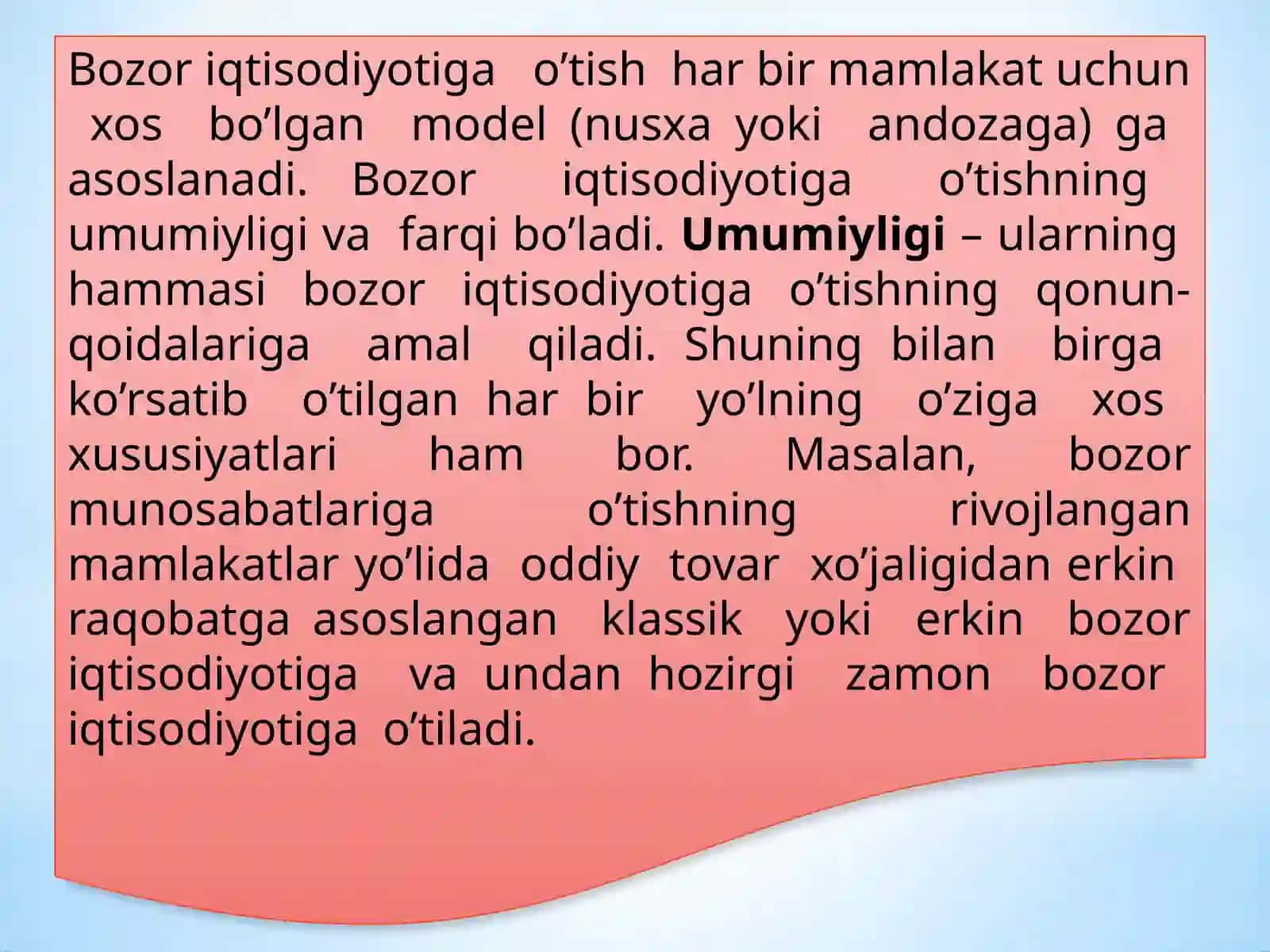 Bozor iqtisodiyotiga o’tish davriva uning O’zbekistondagi xususiyatlari 4
