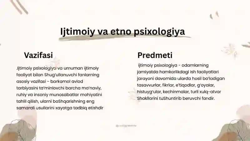 Ijtimoiy va etnopsixologiya fanining printsiplari va tuzilishi. 4