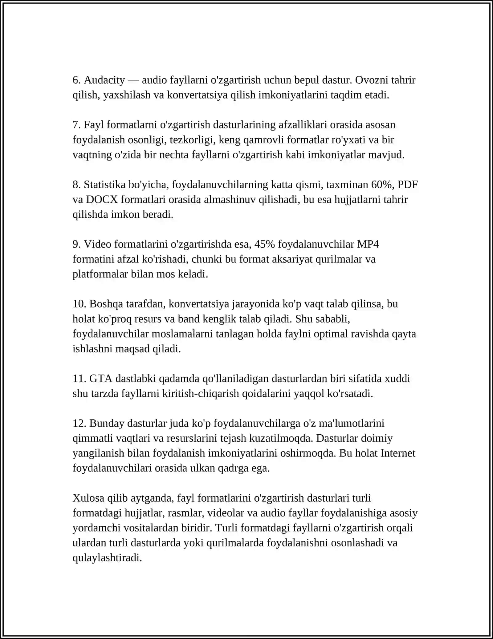 KONVERTATSIYA. FAYLLARNI BIR FORMATDAN BOSHQA FORMATGA O’TKAZISH. ONLAYN KONVERTATSIYA DASTURLARIDAN FOYDALANISH 4