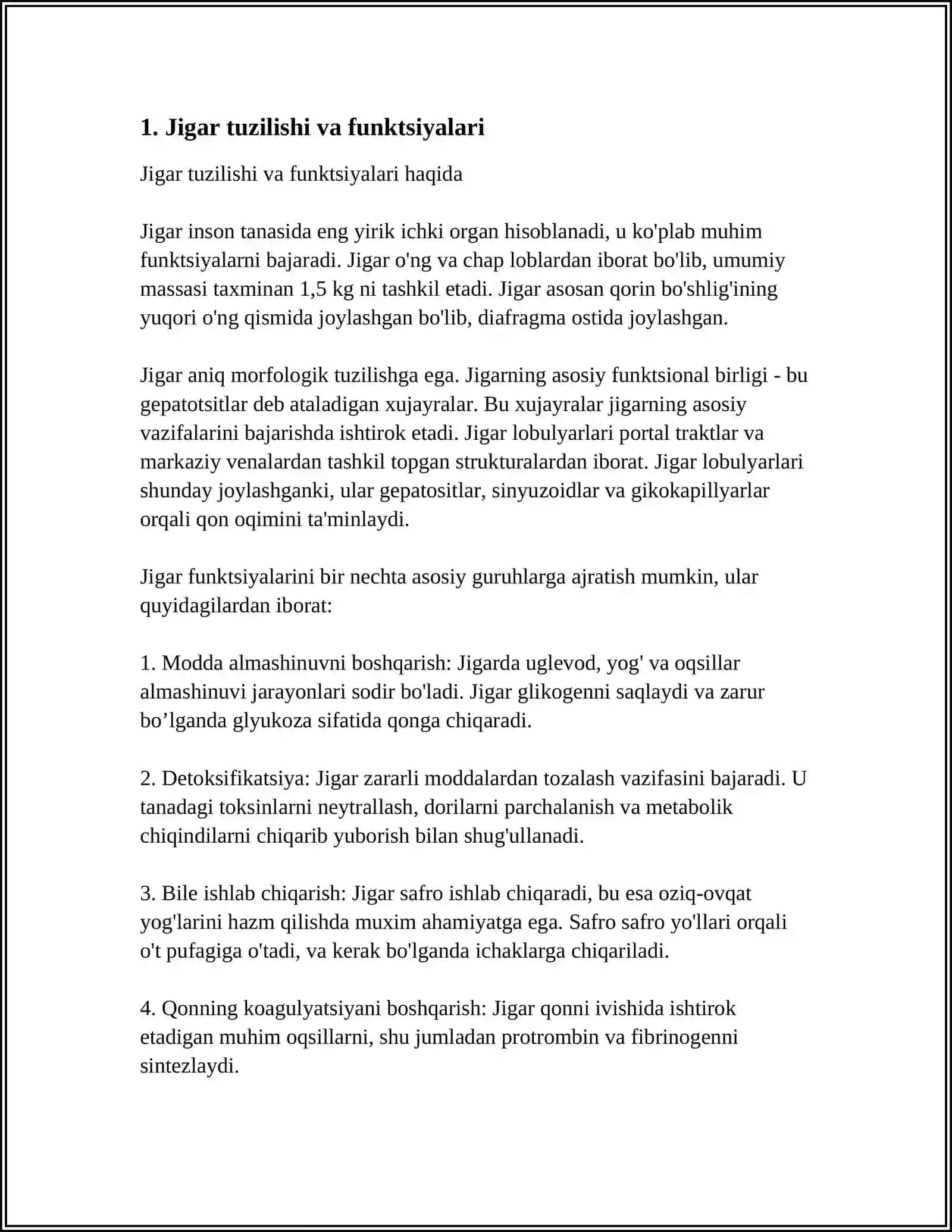 JIGAR VA OʻTLARNING FEZLOGYASI PATOLOGYASI ANATOMYASI 4