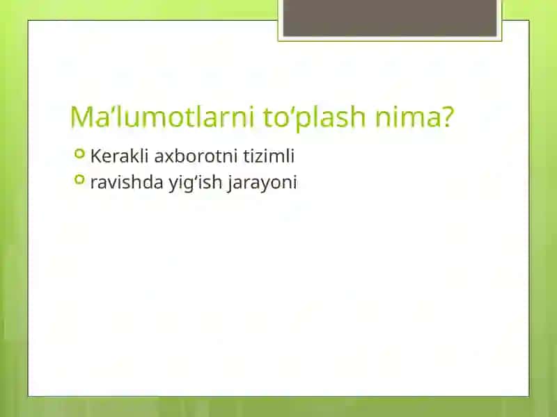 Ma’lumotlarni to‘plash shaklini tuzish 4