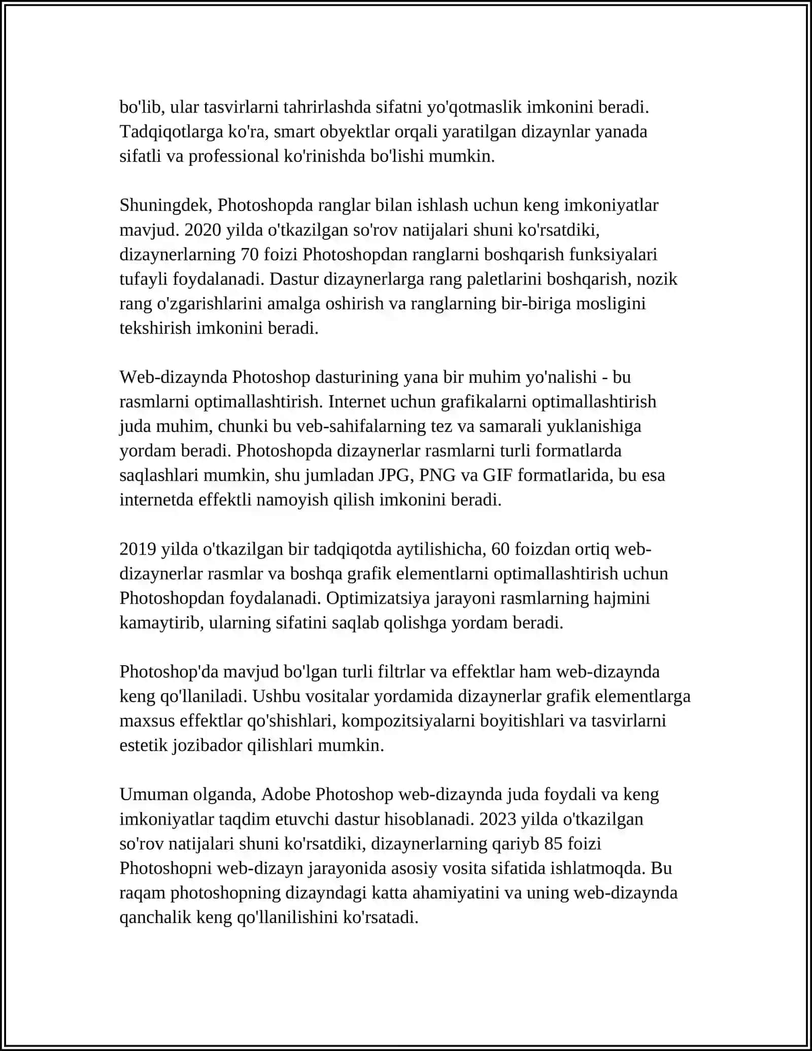 ADOBE PHOTOSHOP GRAFIK MUHARRIRI YORDAMIDA WEB-SAHIFADA GRAFIK MAʼLUMOTLARNI AKS ETTIRISH 4