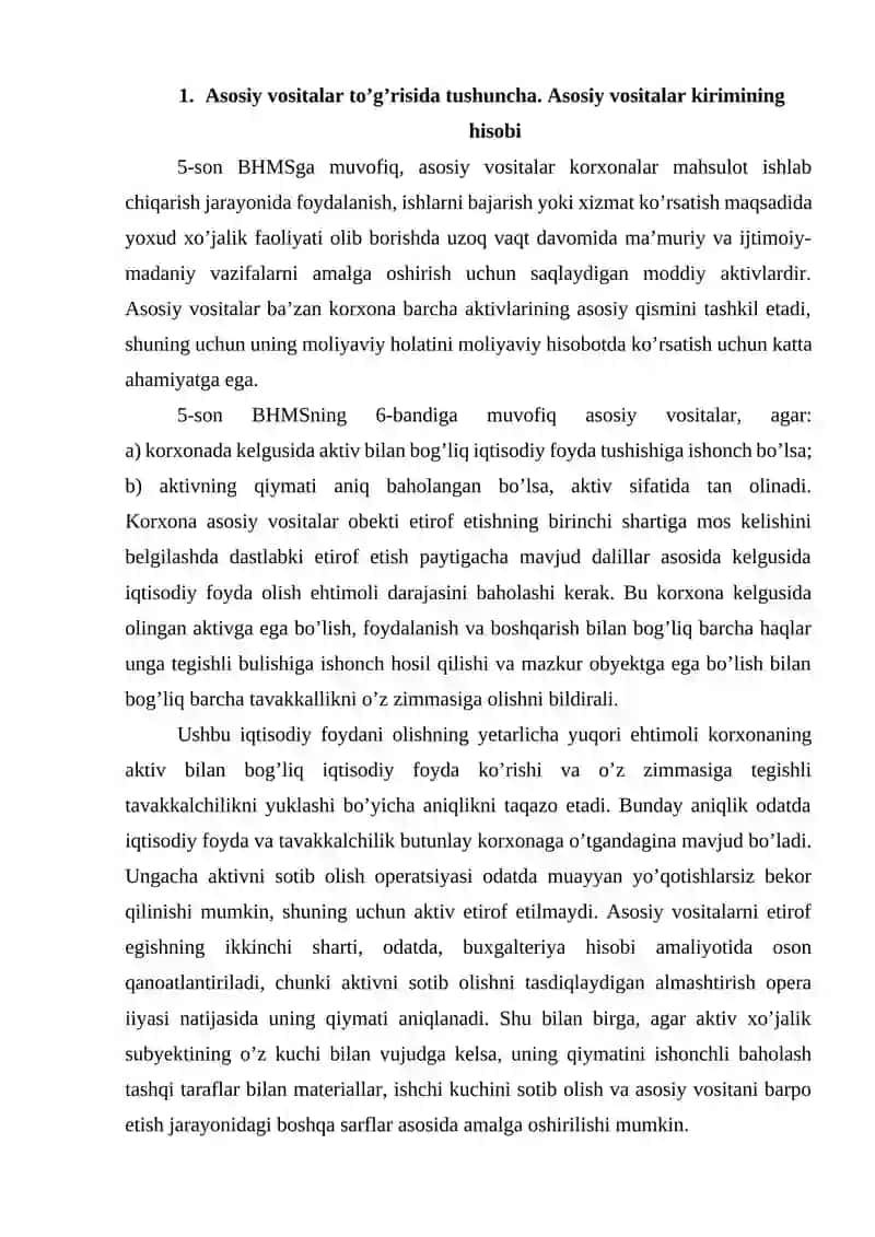 Asosiy vositalarga amortizatsiya hisoblash usullari va uning hisobi 4