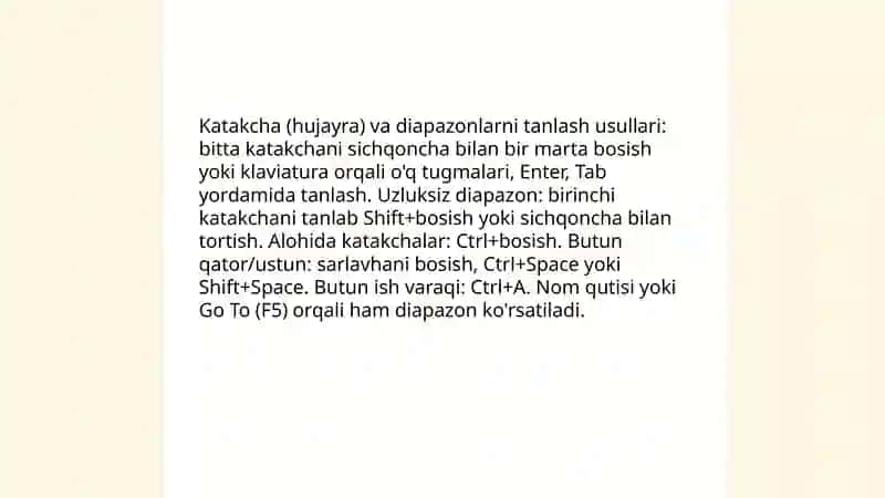 Elektron jadval yaratish. Qatorlar va ustunlarni boshqarish 4