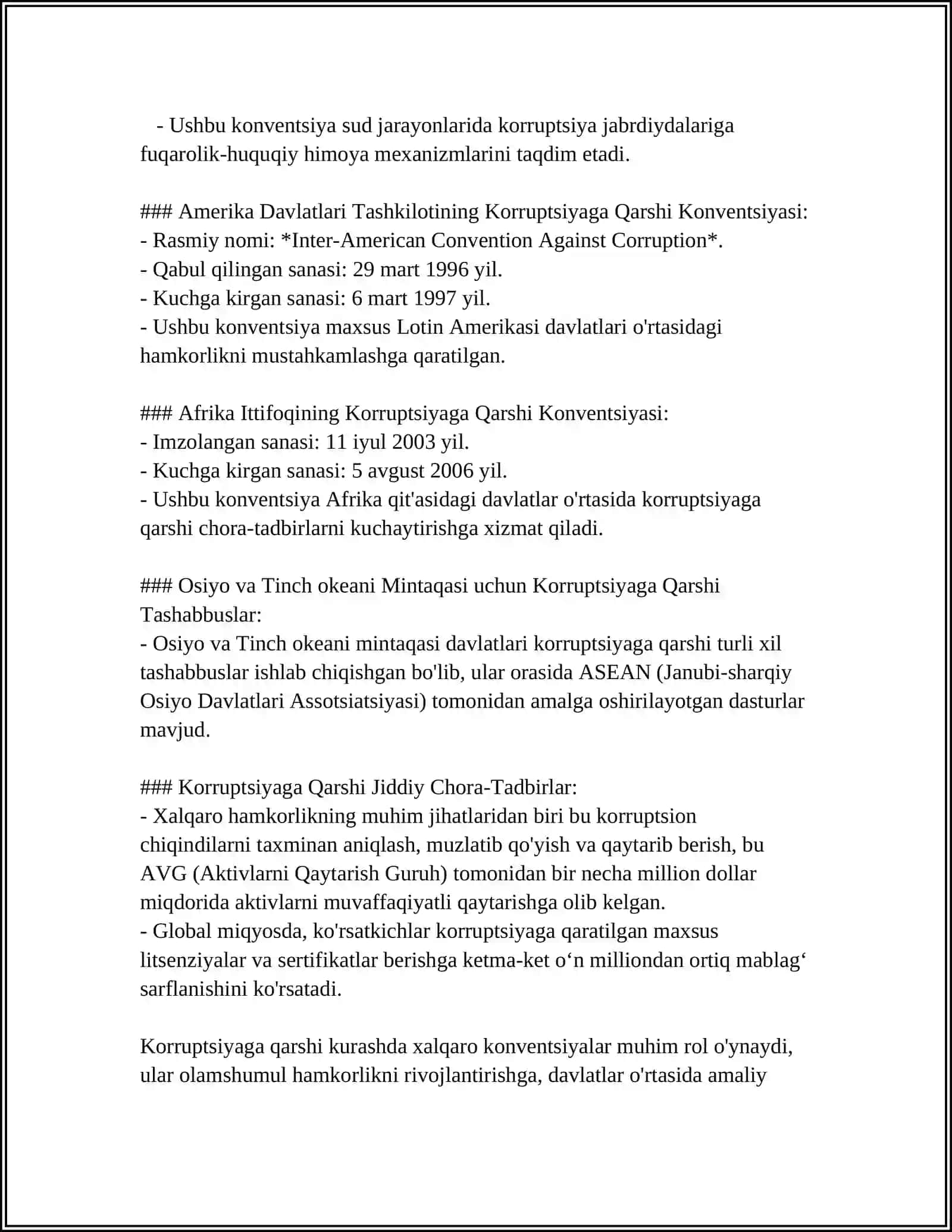 KORRUPSIYAGA QARSHI KURASH BO'YICHA XALQARO QUNUNLAR VA QARORLARNING O'ZBEKISTONDA RATIFIKATSIYA QILISHNING AHAMIYATI 4