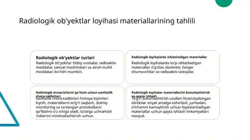 Radiologik ob'yektlar loyihasi baholash 4