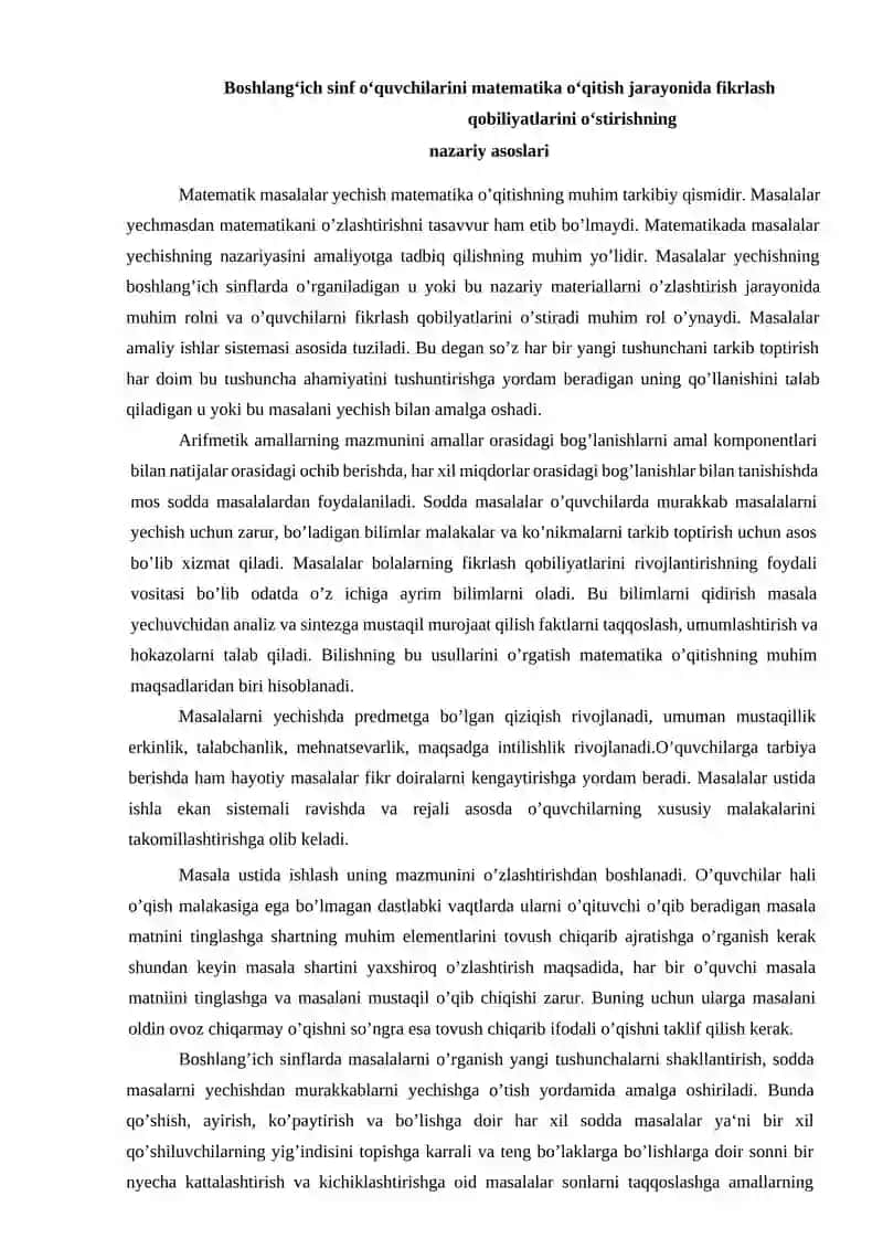 Boshlang'ich sinf matematika darslarida zamonaviy texnologiyalar asosida o'qitish 4