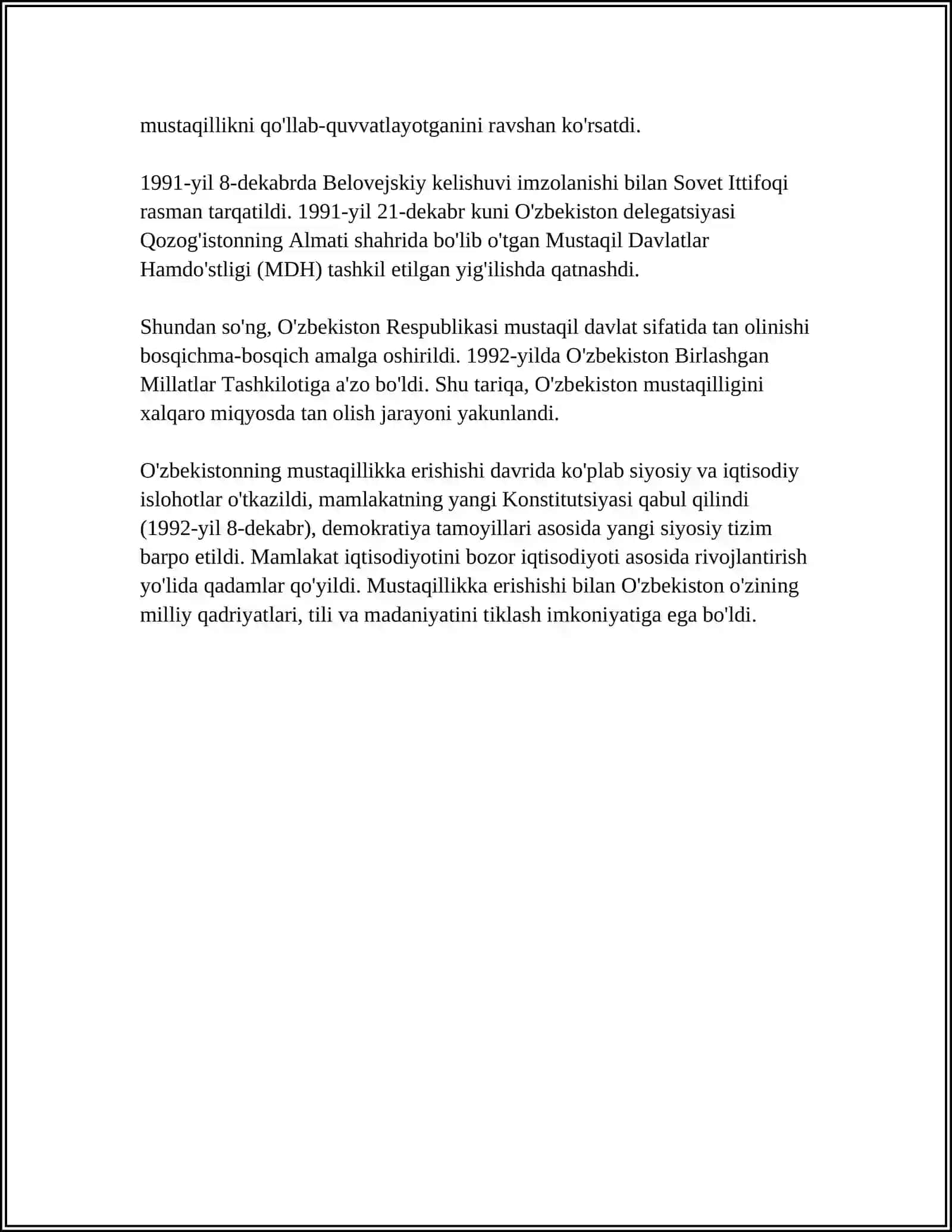 MUSTAQIL OZBEKISTON RESPUBLIKASINING TASHKIL TOPISHI VA UNING TARIXIY AHAMIYATI 4