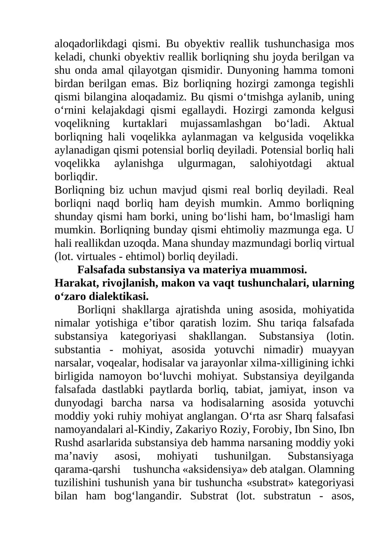 Borliq (Ontologiya) va rivojlanish falsafasi 4
