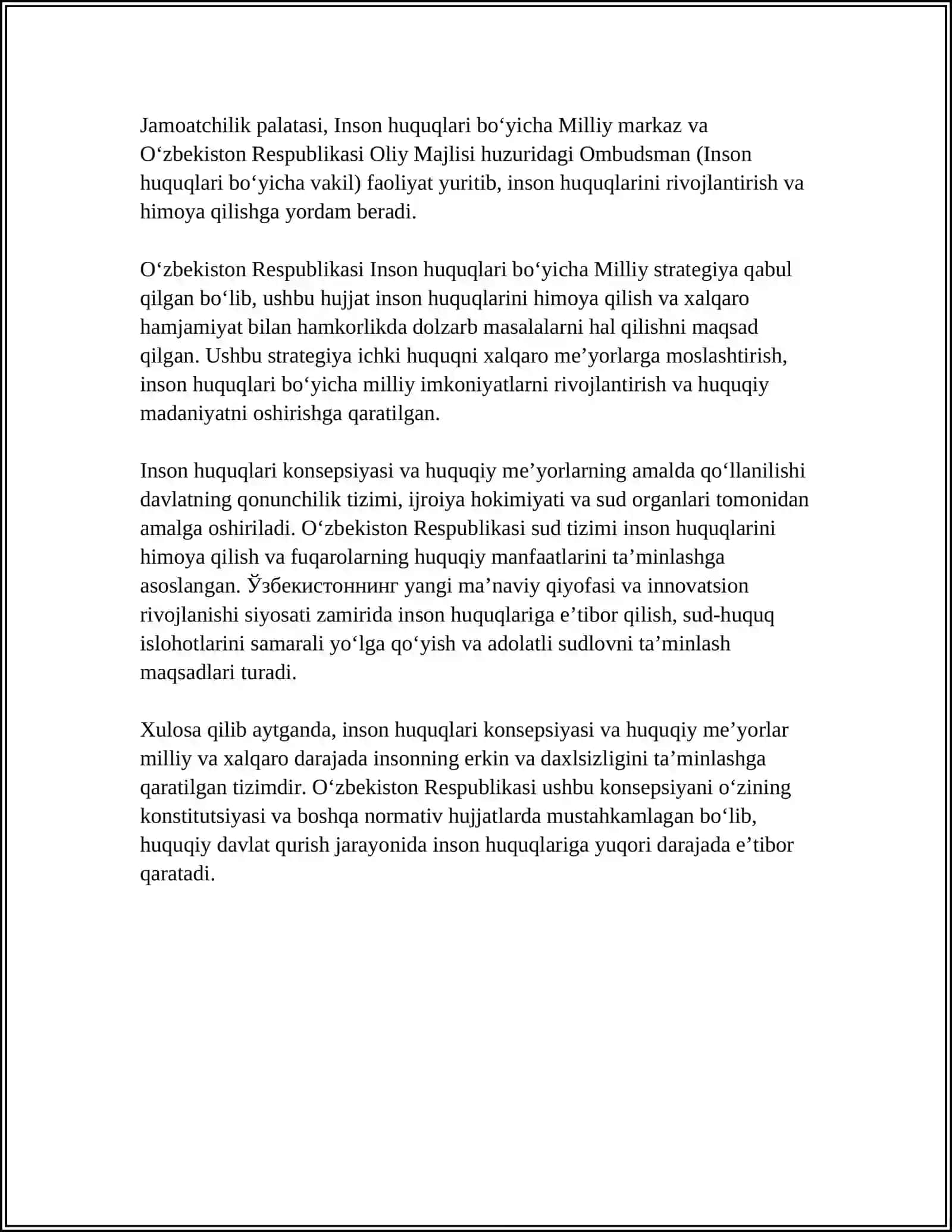 O'zbekistonda Inson Huquqlari va Erkinliklari Kafolatining Yaratilishi 4