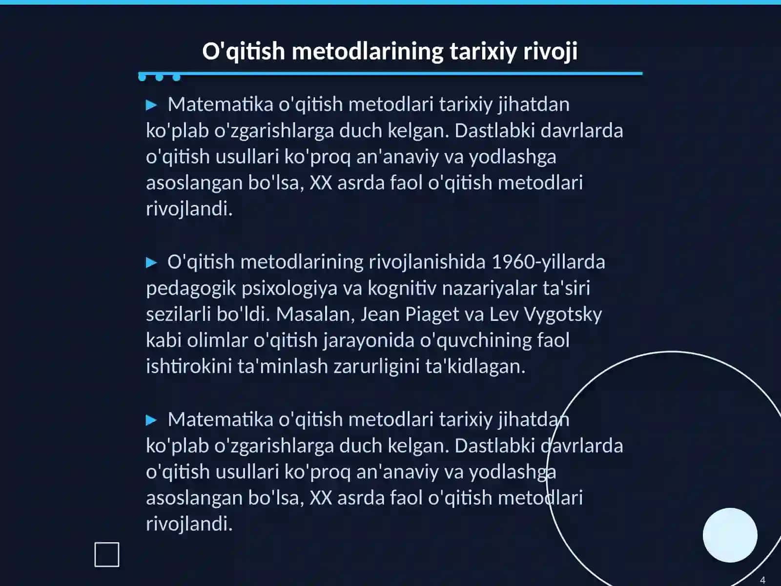 Matematika va uni o'qitishdagi ilmiy metodlari 4