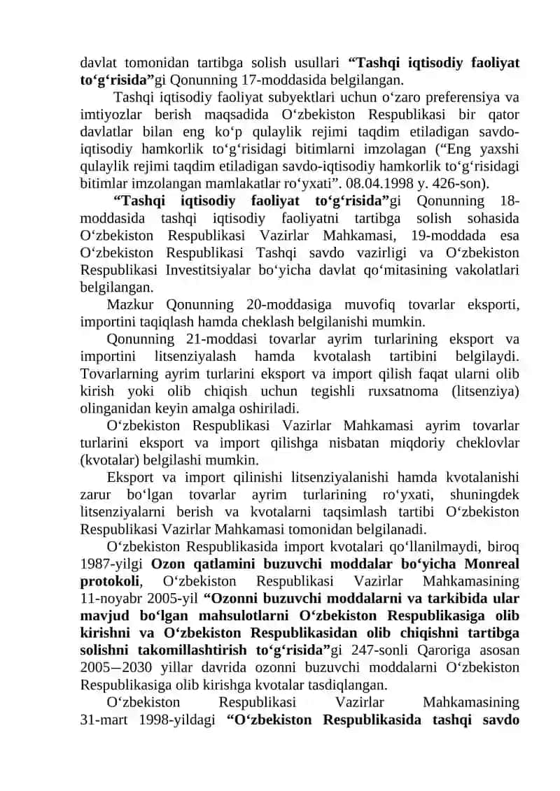 Tashqi iqtisodiy faoliyat tushunchasi va uning huquqiy asoslari 4