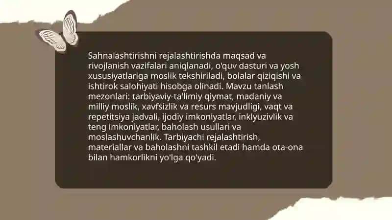 Maktabgacha taʼlim tashkilotida sahnalashtirish faoliyatini tashkil qilishda tarbiyachining oʻrni 4