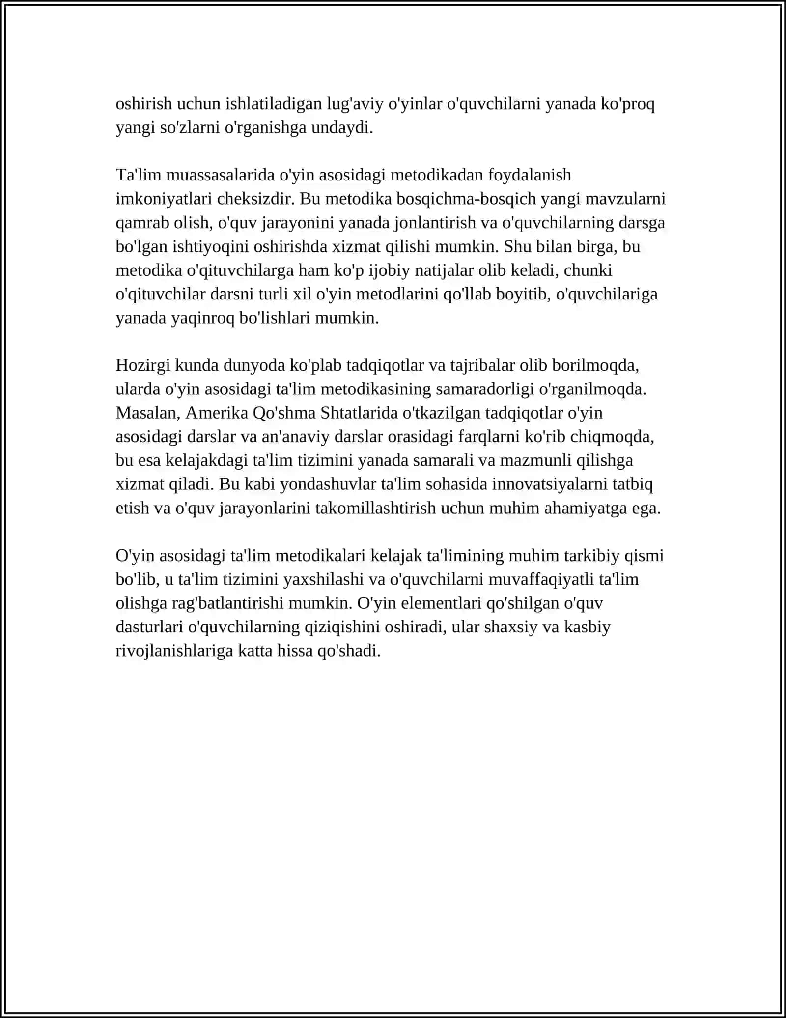 BOSHLANGʻICH SINF O'QUVCHILARIGA MATEMATIKA DARSLARIDA MANTIQIY MASALALARNI OSON O'YINLAR YORDAMIDA O'RGATISH METODIKASI 4