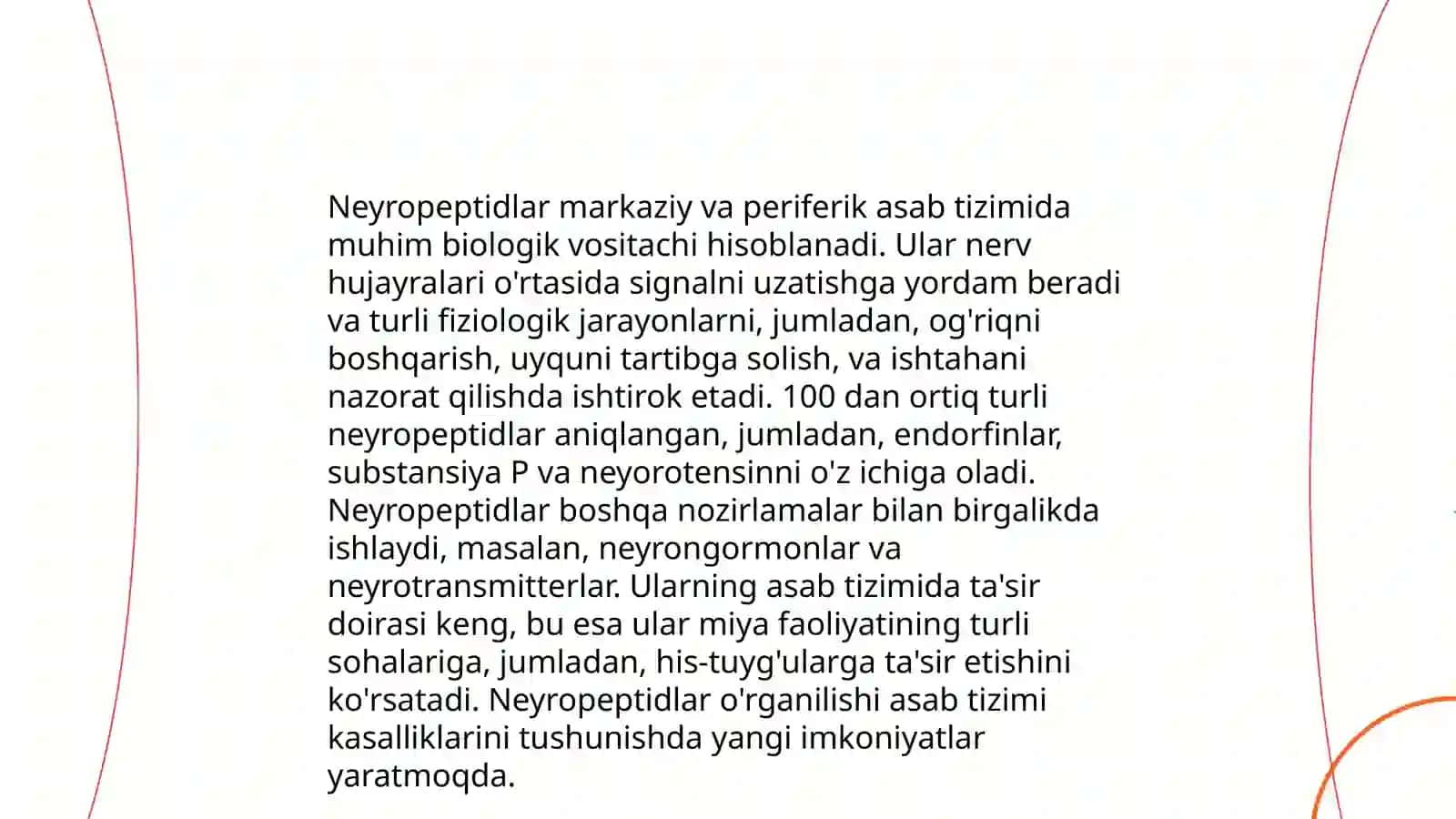 Asab tizimi erkin aminokislotalari, neyropeptidlari va hujayra membranalari lipidlari 4
