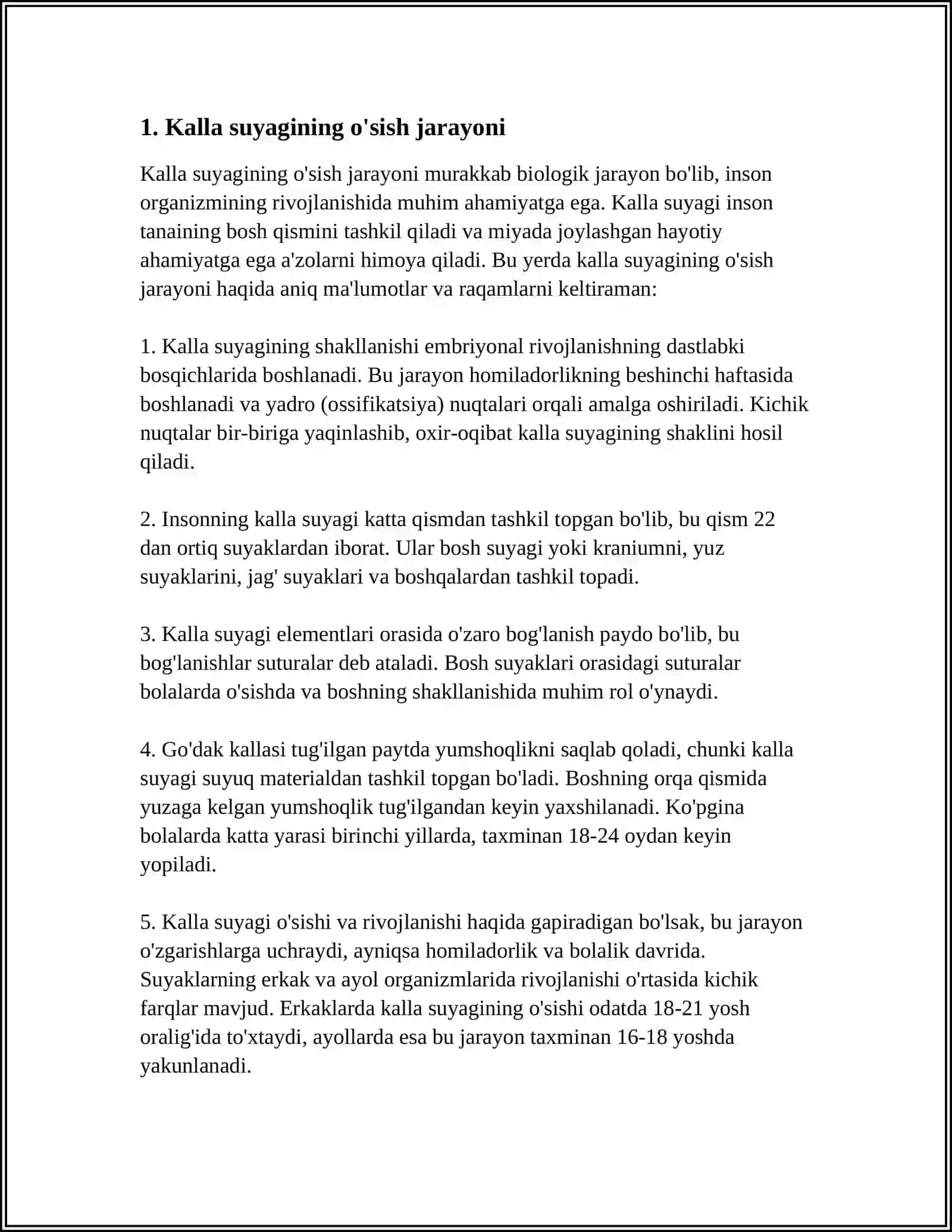 KALLA SUYAKLARINING YOSHGA QARAB O'ZGARISH XUSIYATLARI.KALLA SUYAKLARINING YOSHGA VA JINSGA NISBATAN FARQI 4