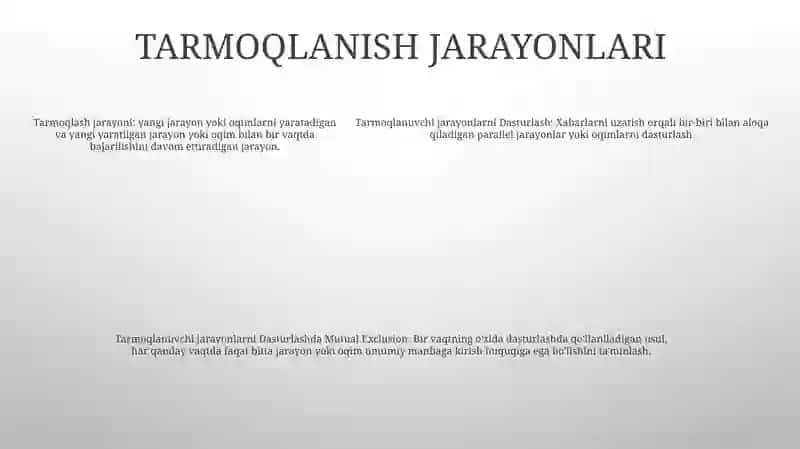 Tarmoqlanuvchi Jarayonlarni Dasturlash 4