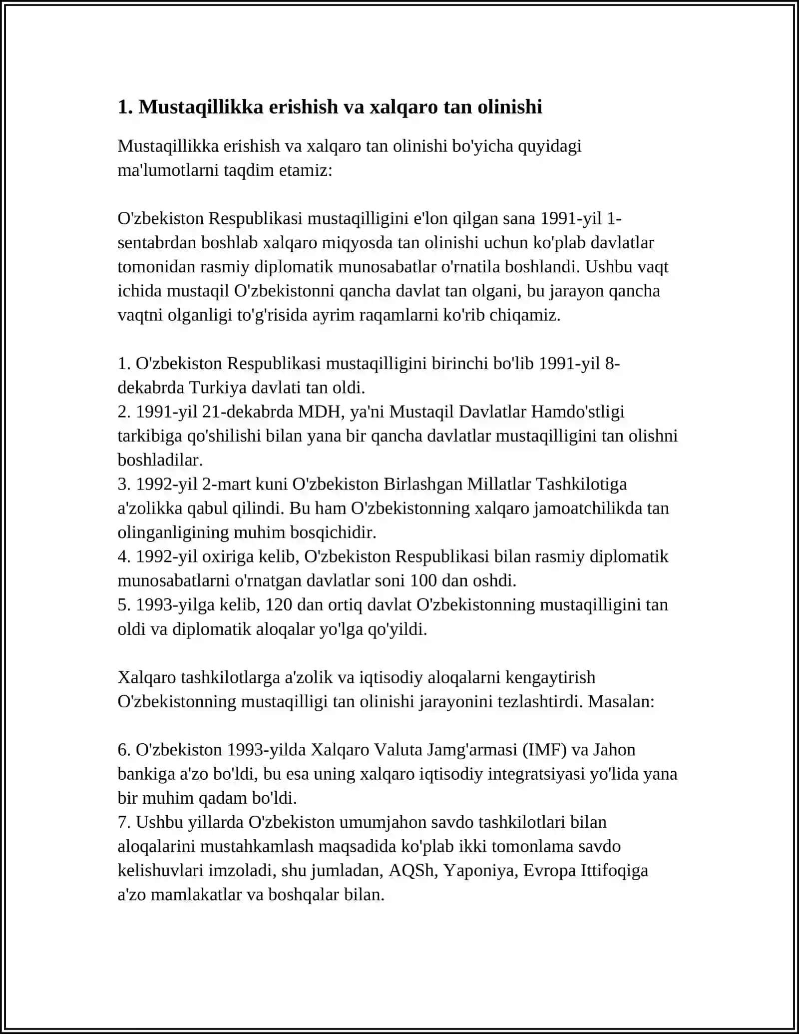 O‘ZBEKISTON RESPUBLIKASI JAHON HAMJAMIYATIGA QO‘SHILISHI 4
