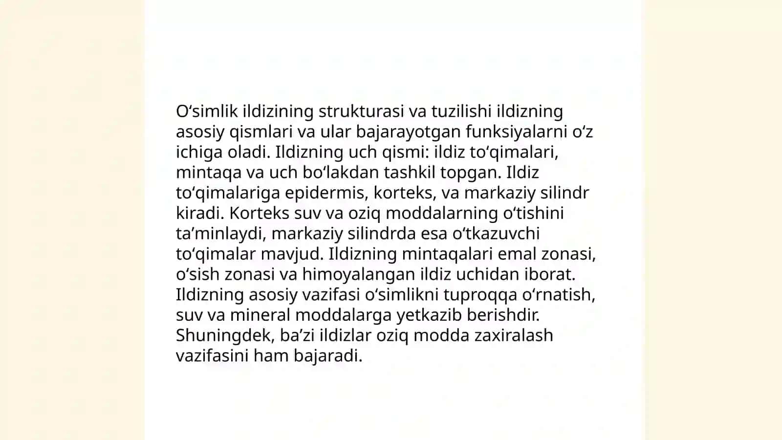 Oʻsimliklarni mineral oziqlanish jarayonida ildizning roli 4