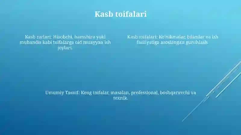 Kasblarning umumiy klassifikatsiyasi va tiplari turkumlari 4