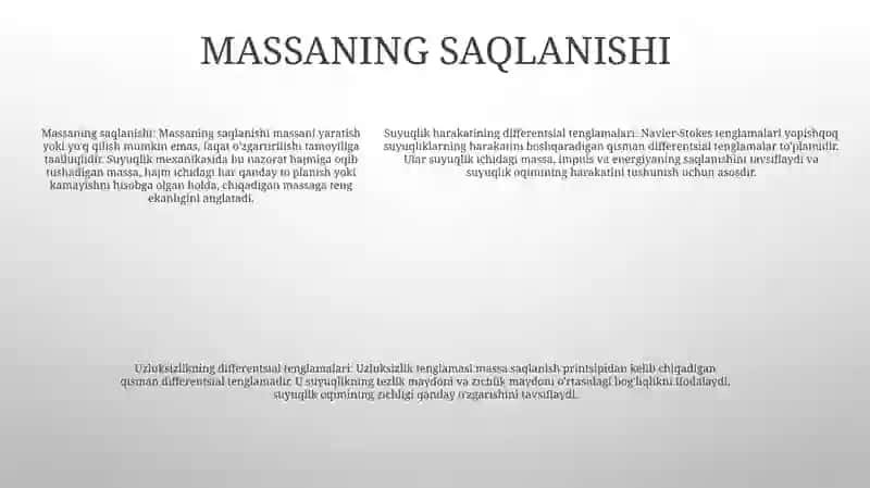 Suyuqlik Harakatining Va Oqim Uzluksizligining Differensial Tenglamalari 4
