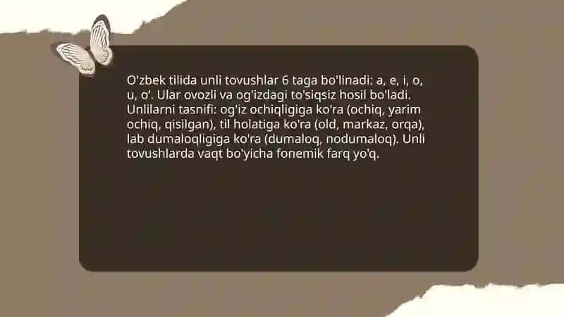 O'zbek tili tovushlari tasnifi 4
