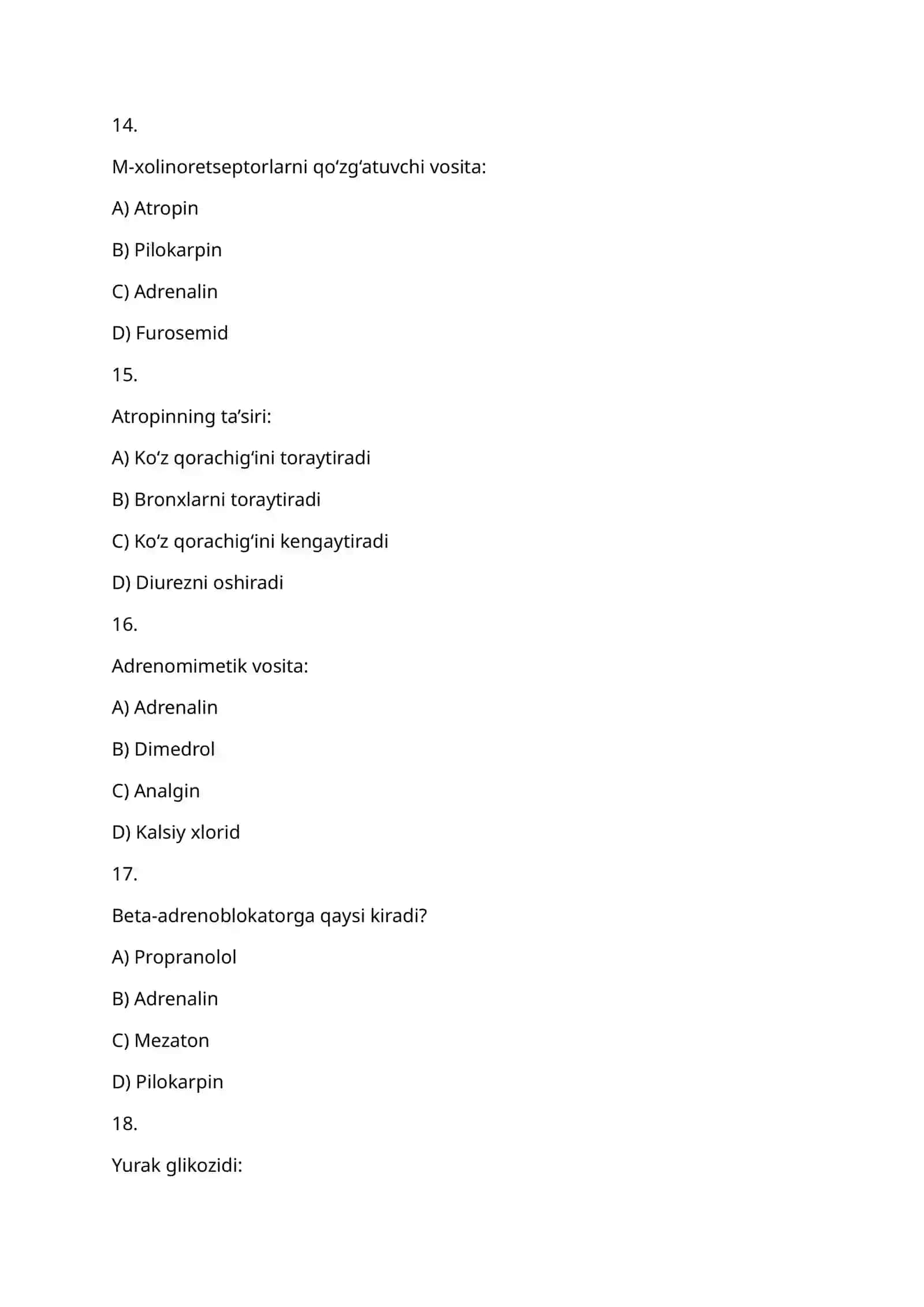 Farmakologiya nimani o‘rganadi? 4