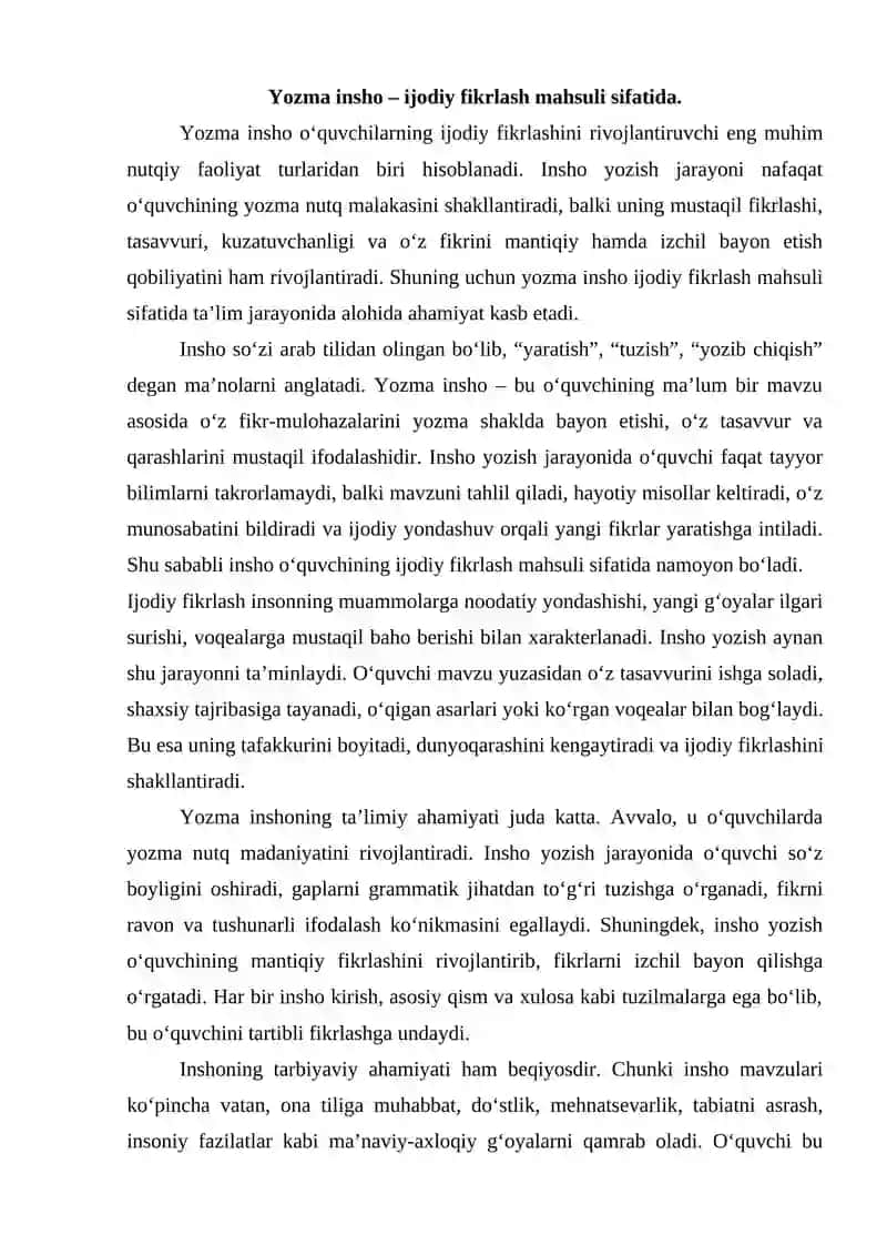 Og‘zaki qayta hikoya qilish va yozma insho 4