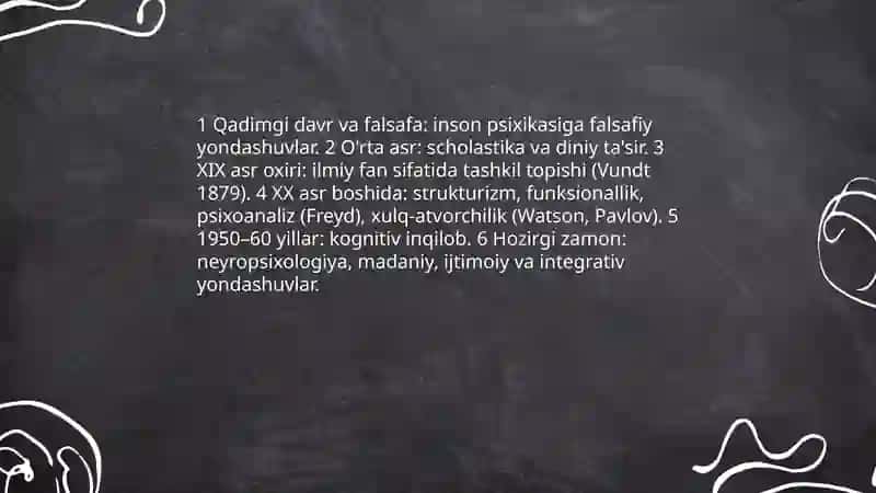 Umumiy psixologiya fanining predmeti va tarixi, metodlari va tarmoqlari 4