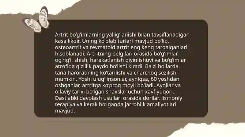 Mushak-skelet tizimi va asab tizimi kasalliklarida bemorlarni kuzatish va ularni parvarish qilish 4