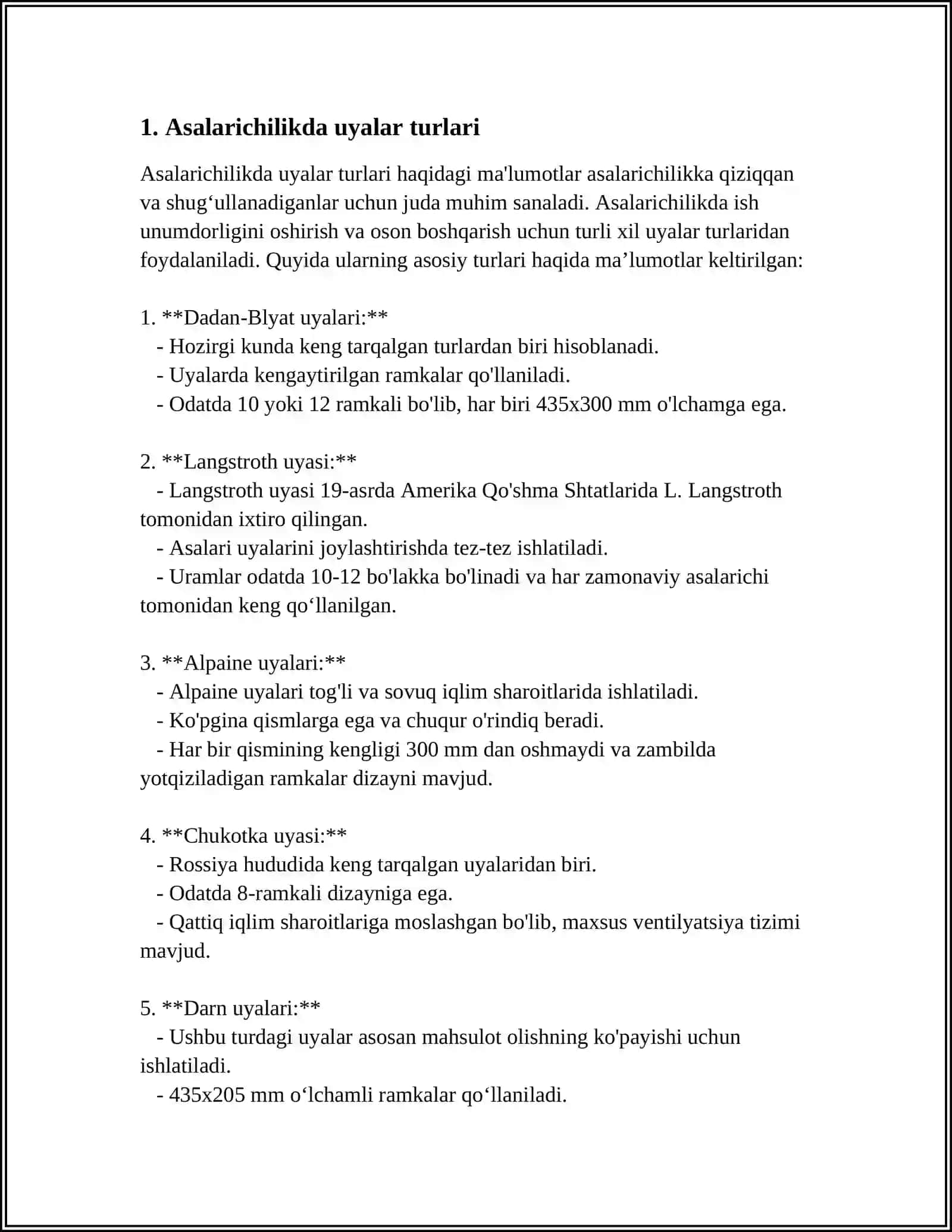 ASALARICHILIKDA UYALARNING TURLARI VA TUZILISHI 4