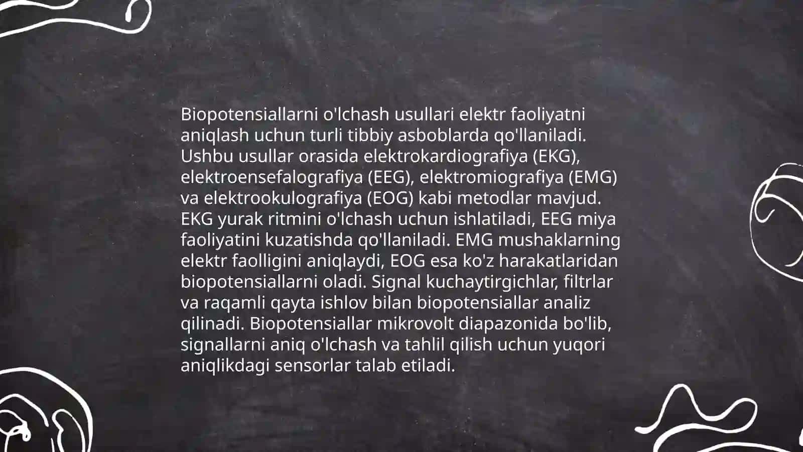 Biopotensiallarni qayd qilishning fizik asoslari. Elektrokardiografiyaning fizik asoslarini o‘rganish 4