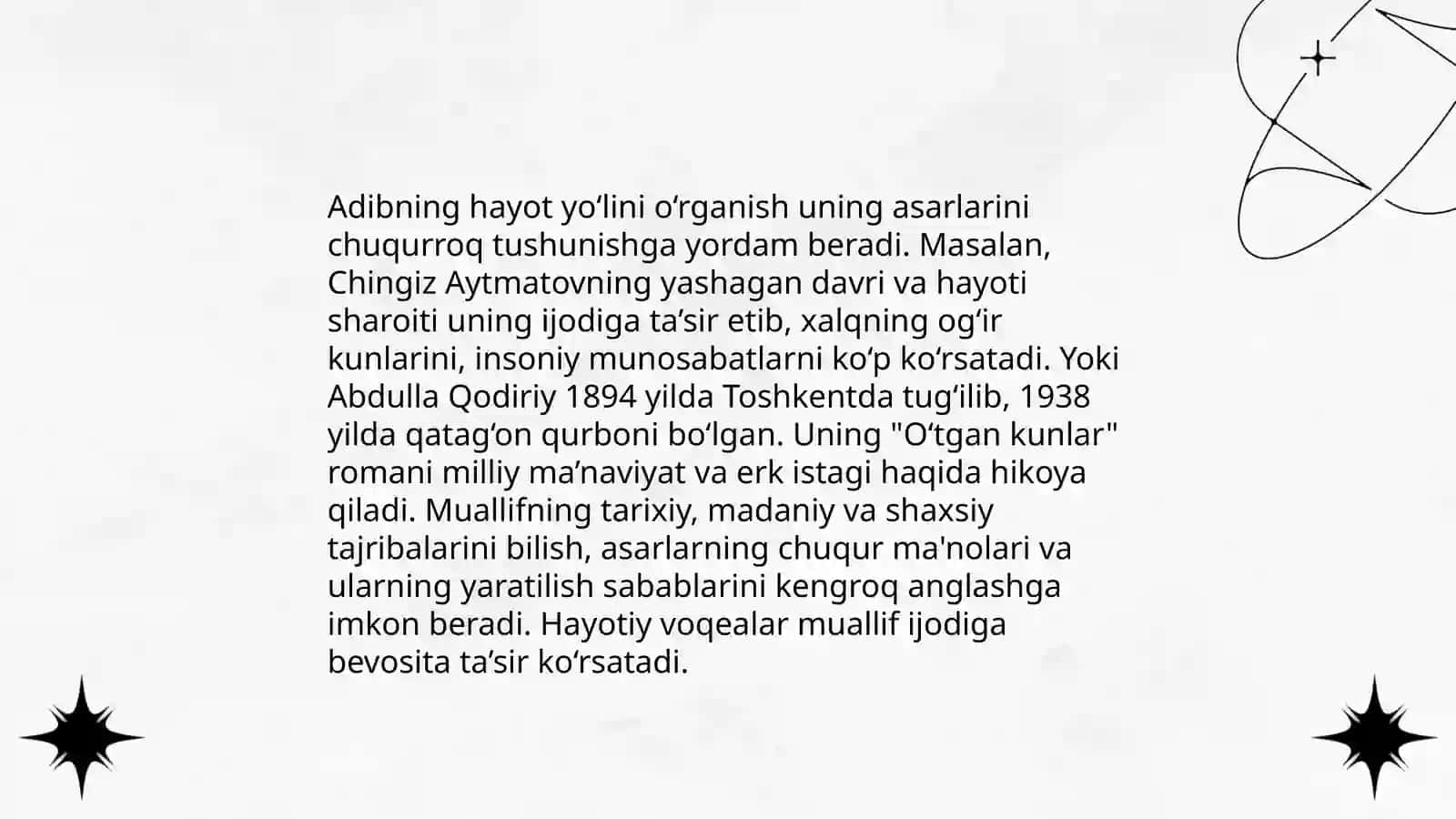 O'zbek adabiyoti darslari tarjimai holi 4