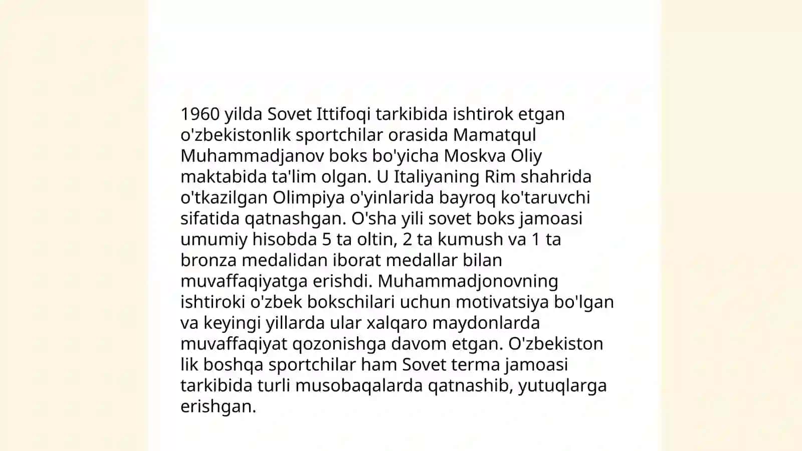 Ózbekiston sportchilarining 1952-1992 Olimpiya óyinlarida ishtiroki 4