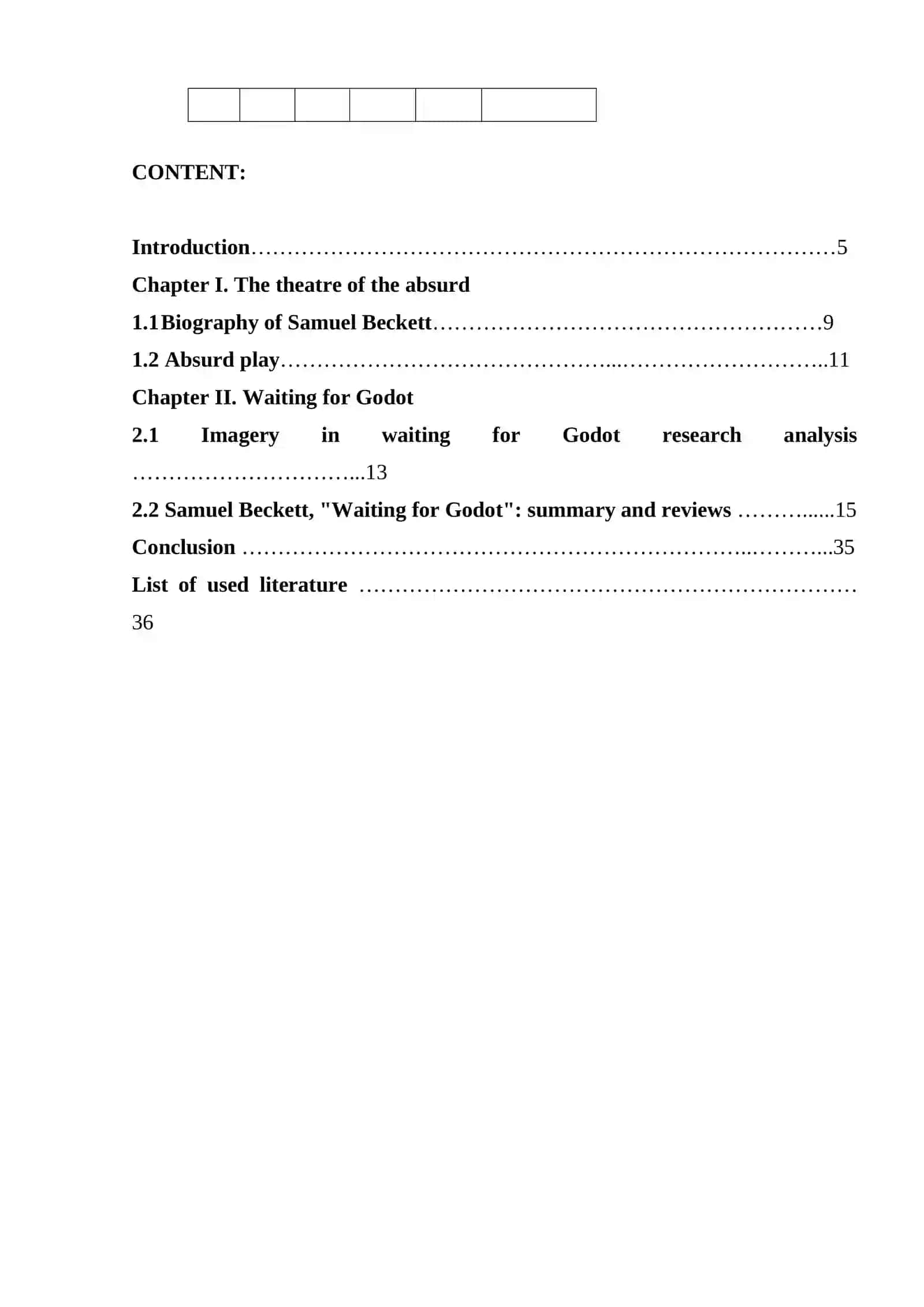 Course paper: The theatre of the absurd - Samuel Beckett’s "Waiting for Godot" 4