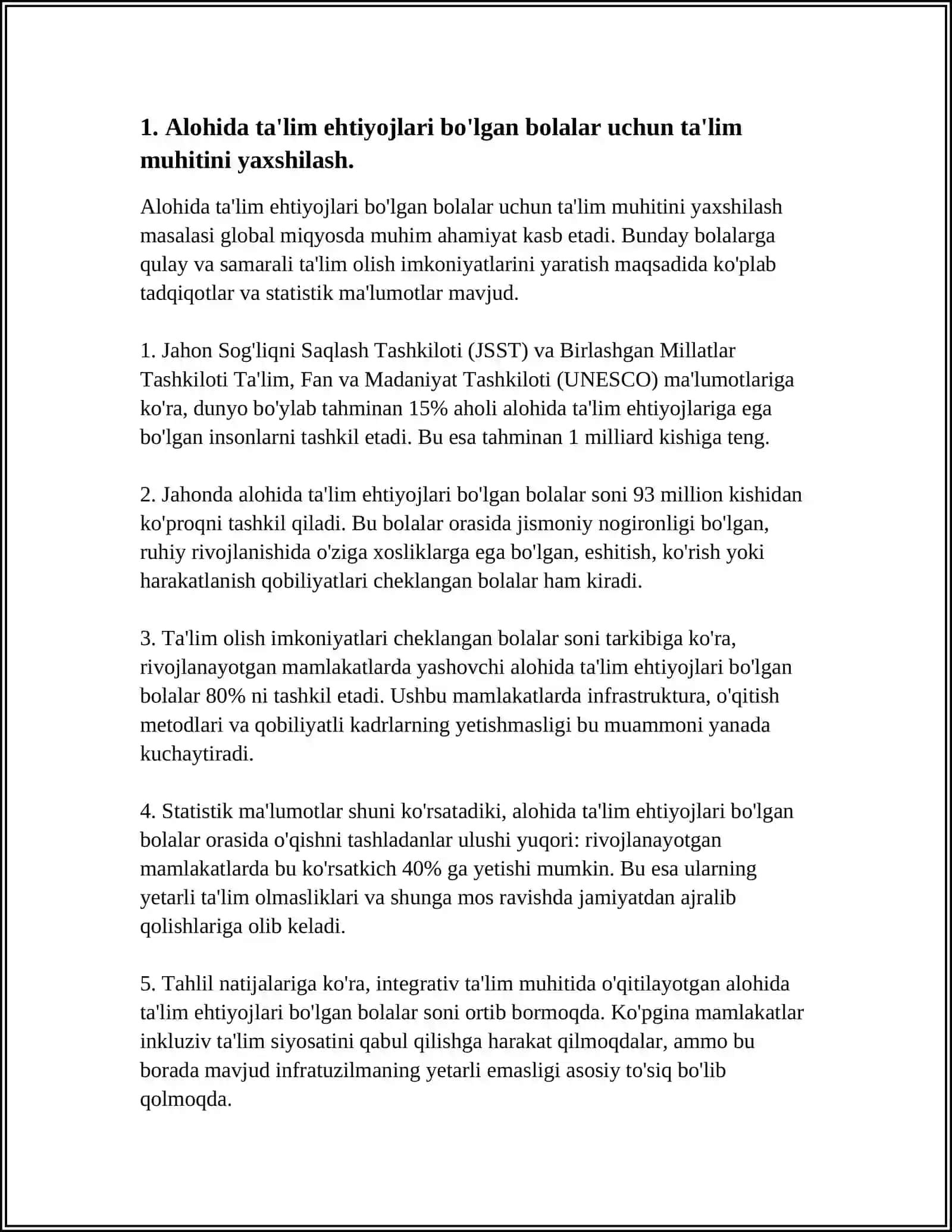 ALOHIDA TALIM EHTIYOJLARI BOʻLGAN BOLALARGA TALIM-TARBIYA BERISH TIZIMINI YANADA TAKOMILLASHTIRISH CHORA TADBIRLARI TOʻGʻRISIDAGI PQ-4860-SON QARORI 4