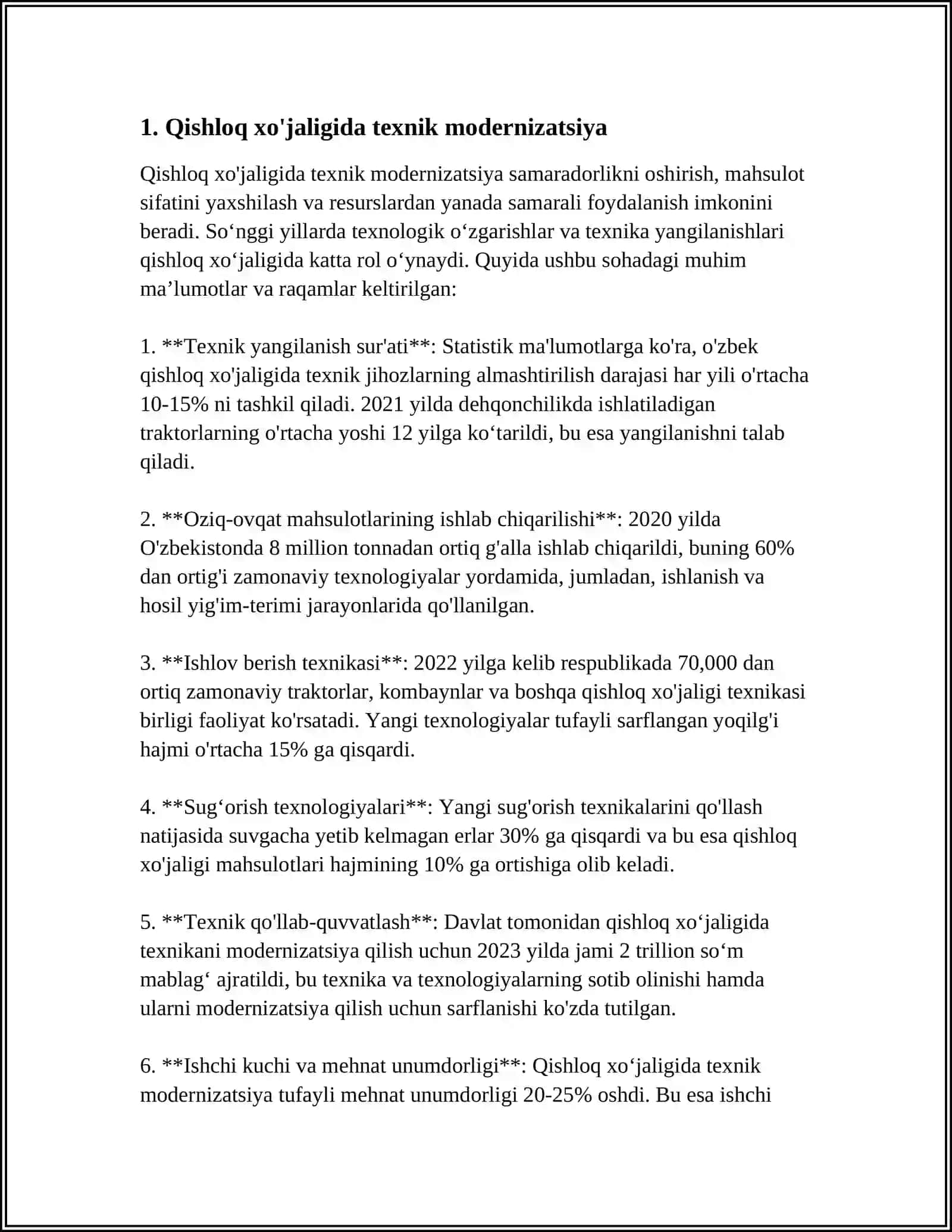 Qishloq xo'jaligida texnik modernizatsiya 4