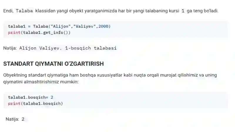 Python. OBYEKTLAR BILAN ISHLASH 4