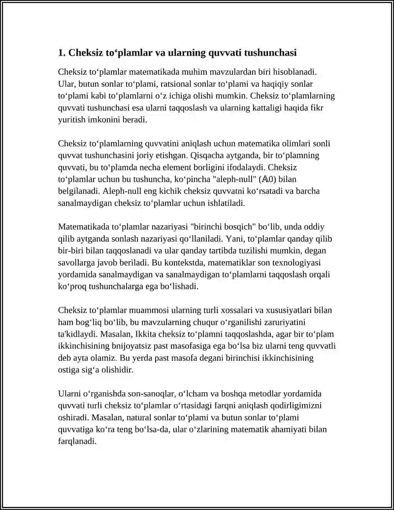 1CHEKSIZ TO‘PLAMLARNI QUVVATIGA KO‘RA TAQQOSLASH MUAMMOLARI 4